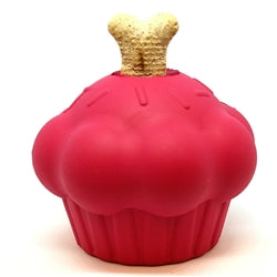 MuttsKickButt by SodaPup - Natural Rubber Cup Cake Treat Dispenser - Chew Toy - Treat Dispenser - Slow Feeder - Made in USA - For Heavy Chewers - Pink