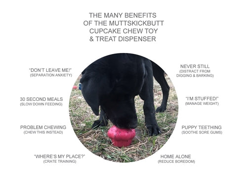 MuttsKickButt by SodaPup - Natural Rubber Cup Cake Treat Dispenser - Chew Toy - Treat Dispenser - Slow Feeder - Made in USA - For Heavy Chewers - Pink