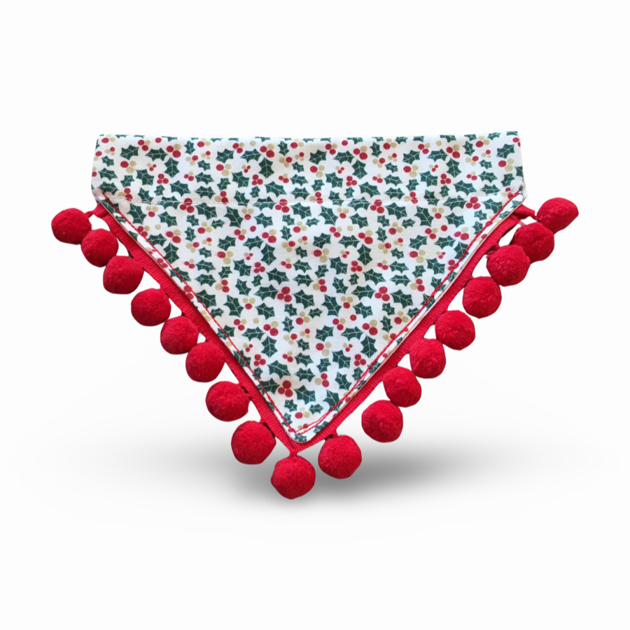 Puppies & Pom Poms - Holly and Berry Merry Christmas Bandana