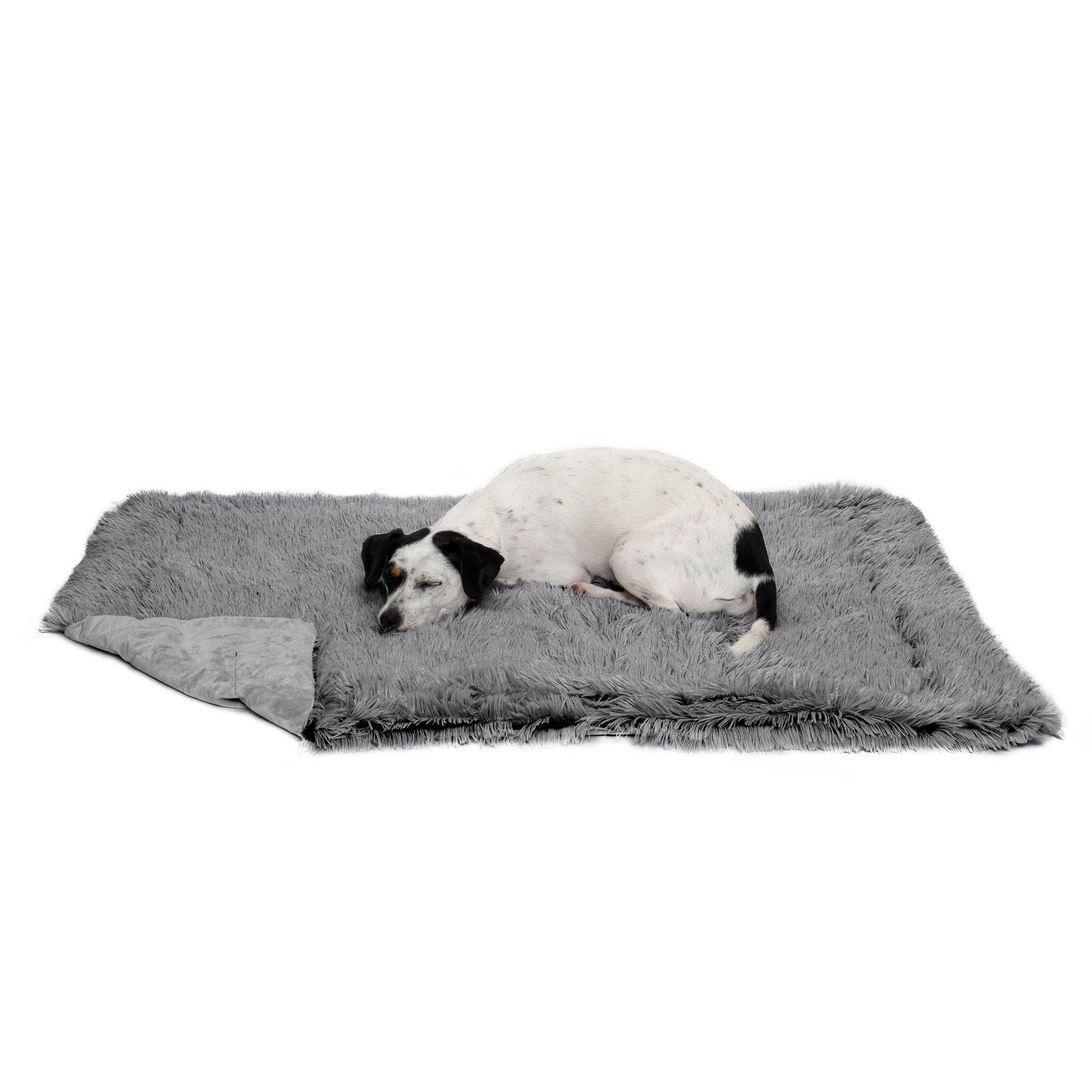 Long Fur & Velvet Pet Throw Blanket: Mist Gray / Extra Large
