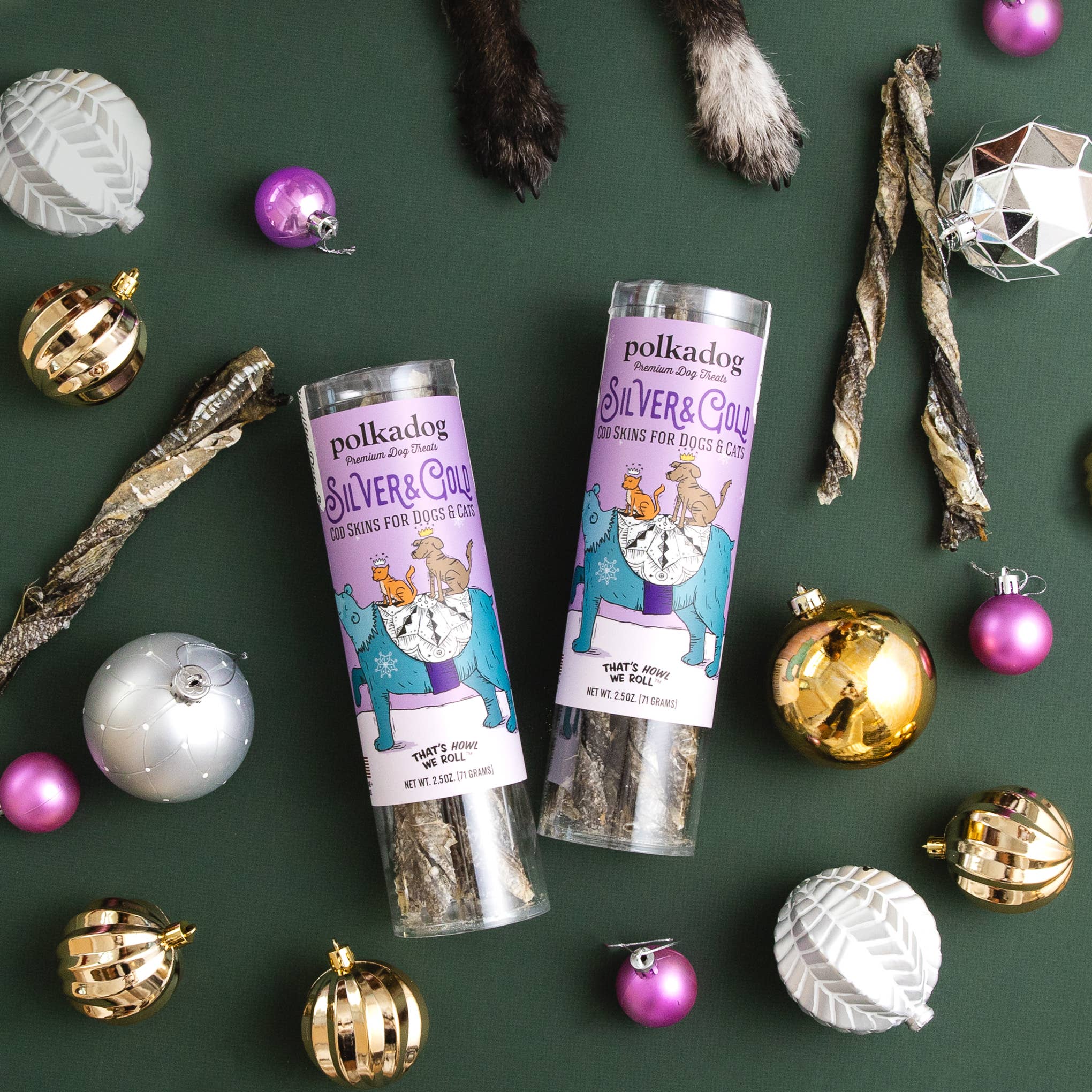 Polkadog - Holiday Tube: Silver & Gold (Cod Skin) - 2.5oz