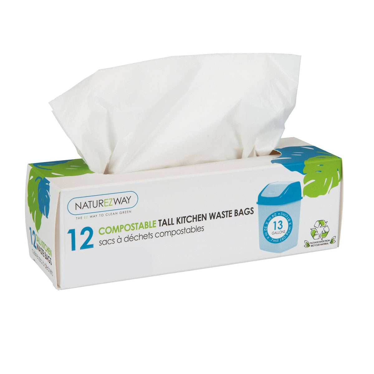 NatureZway - Compostable Tall Kitchen Trash Bags | 13 Gallon | 144 Pack
