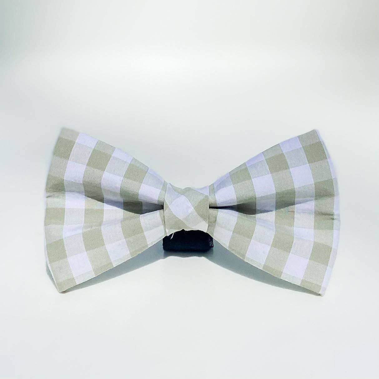 doggish - Sage green check plaid gingham dog bow pet accessory