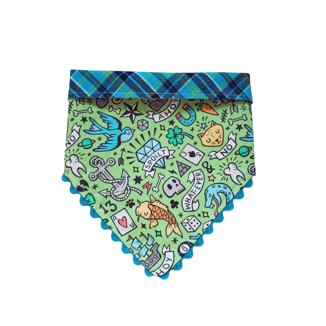 Charlie & the Hound - Tattoo - Reversible Dog Collar Bandana
