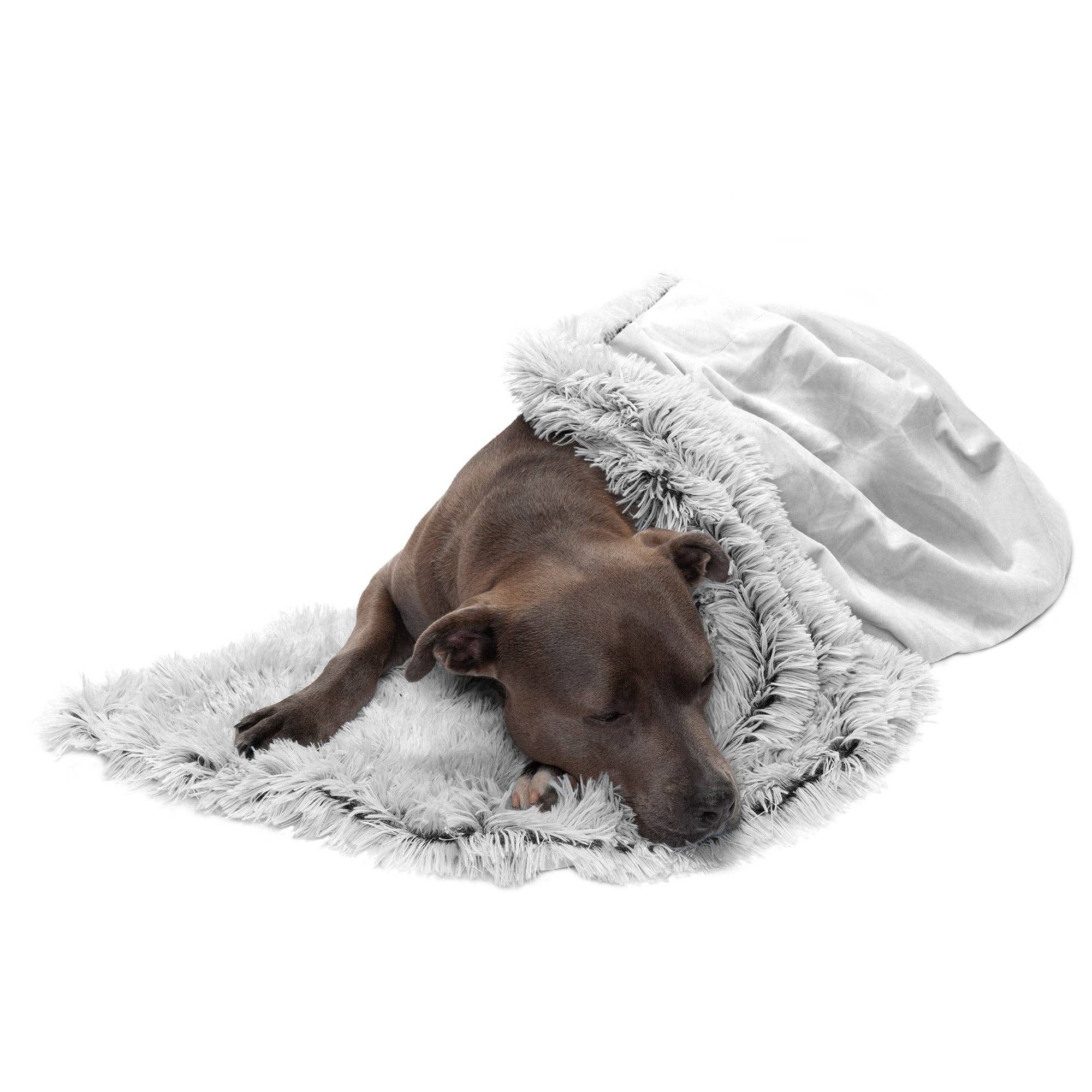 Long Fur & Velvet Pet Throw Blanket: Mist Gray / Extra Large