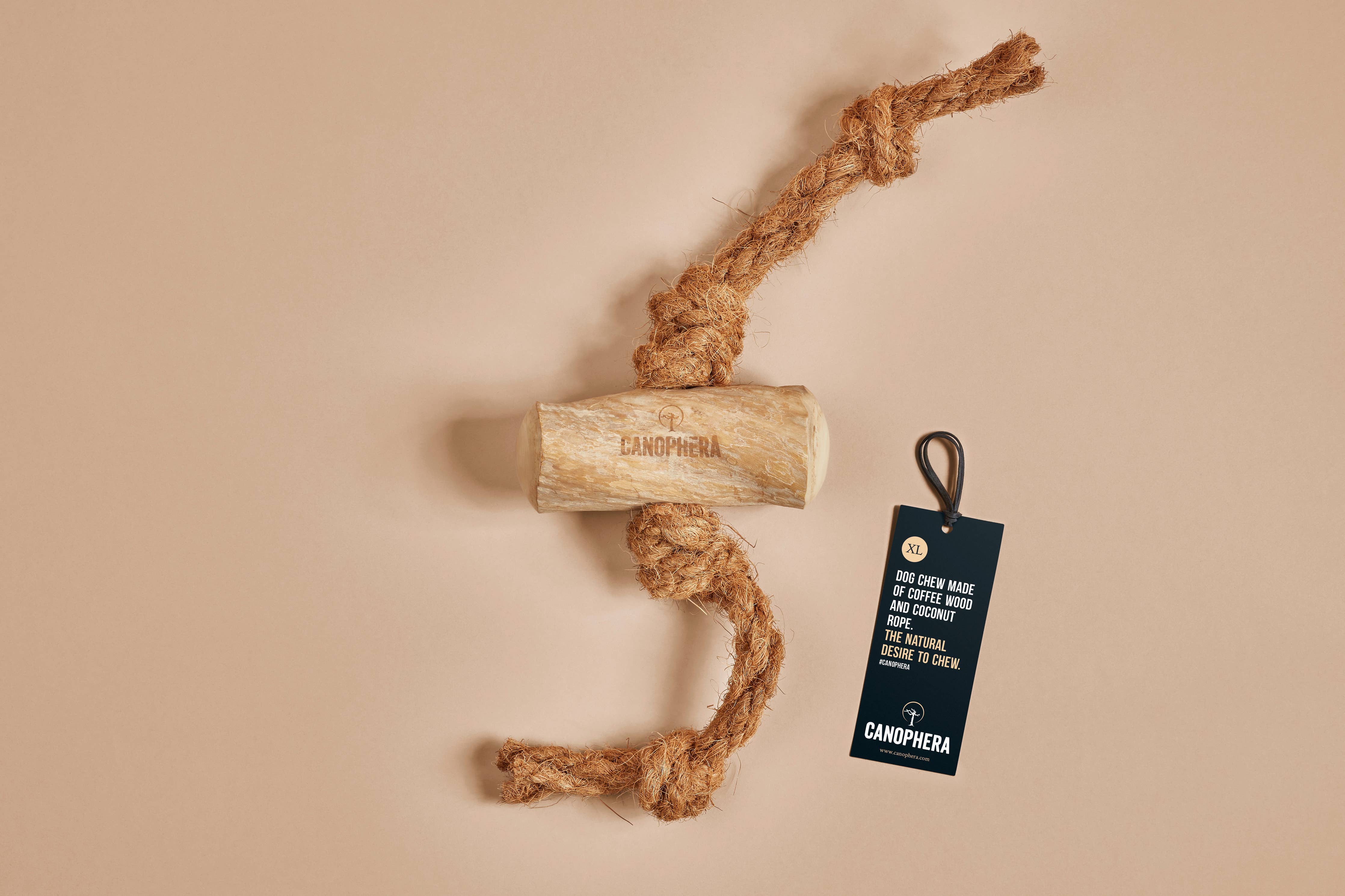 CANOPHERA LLC - Dog Chew Made of Coffee Wood and Coconut Rope.: L / English