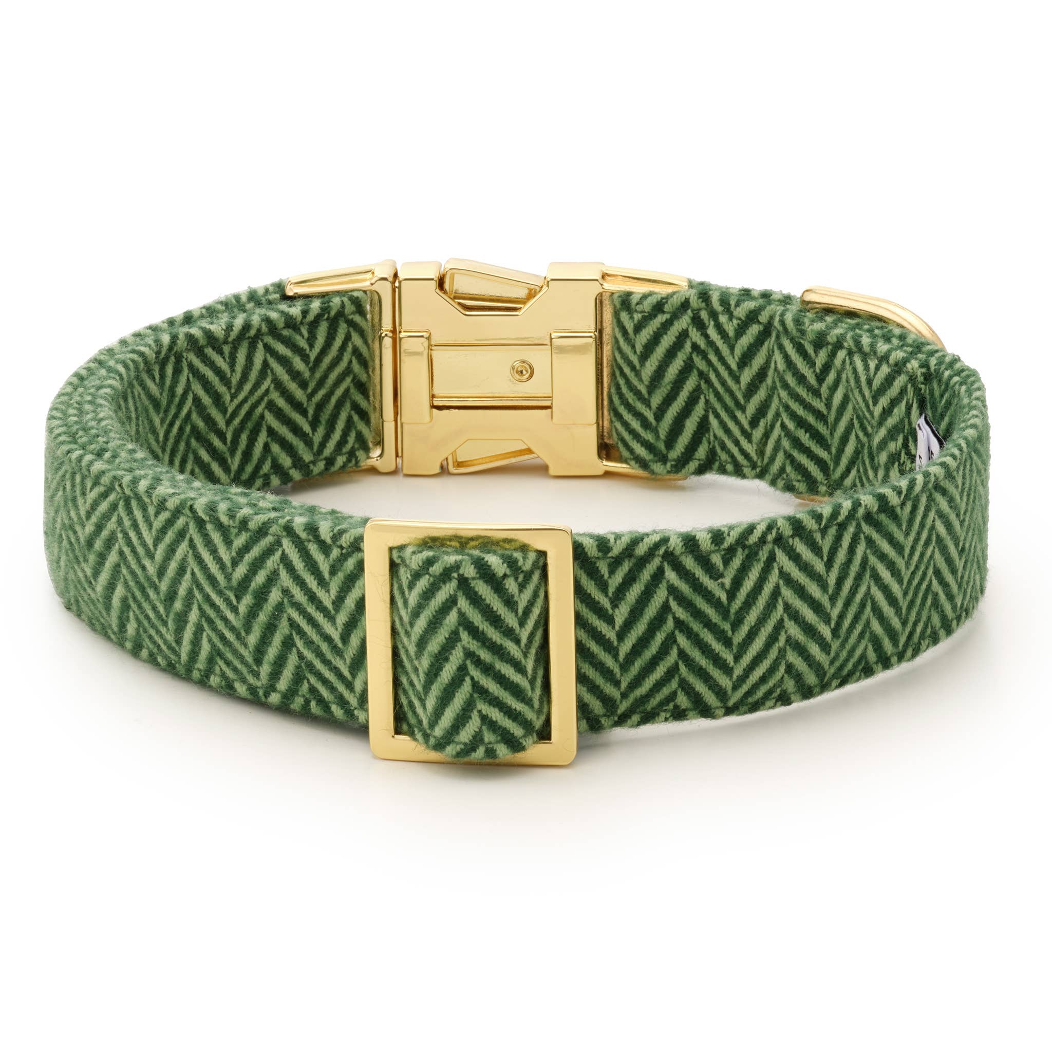 Green Herringbone Flannel Holiday Dog Collar