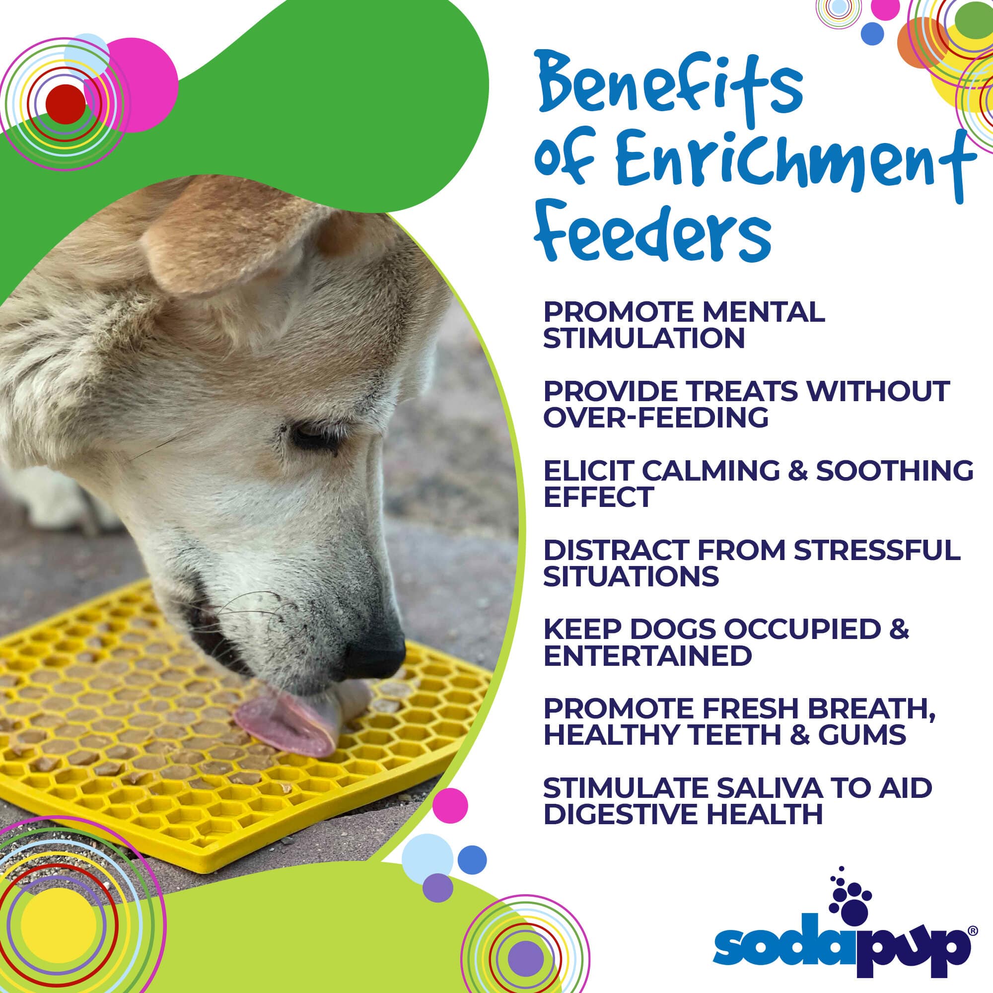 SodaPup - Honeycomb Design Emat Enrichment Licking Mat - Yellow - Large
