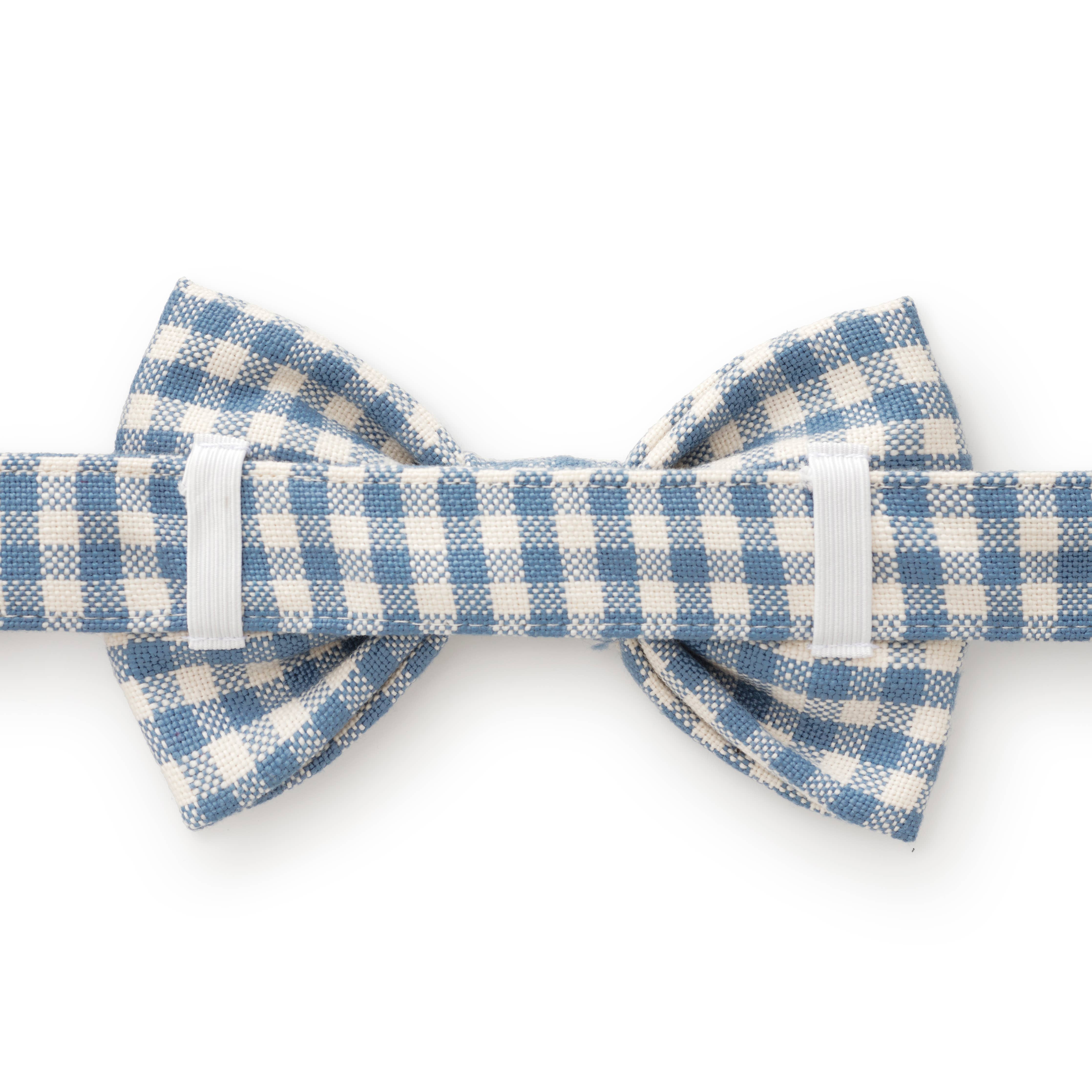 Cloud Blue Gingham Dog Bow Tie: Standard