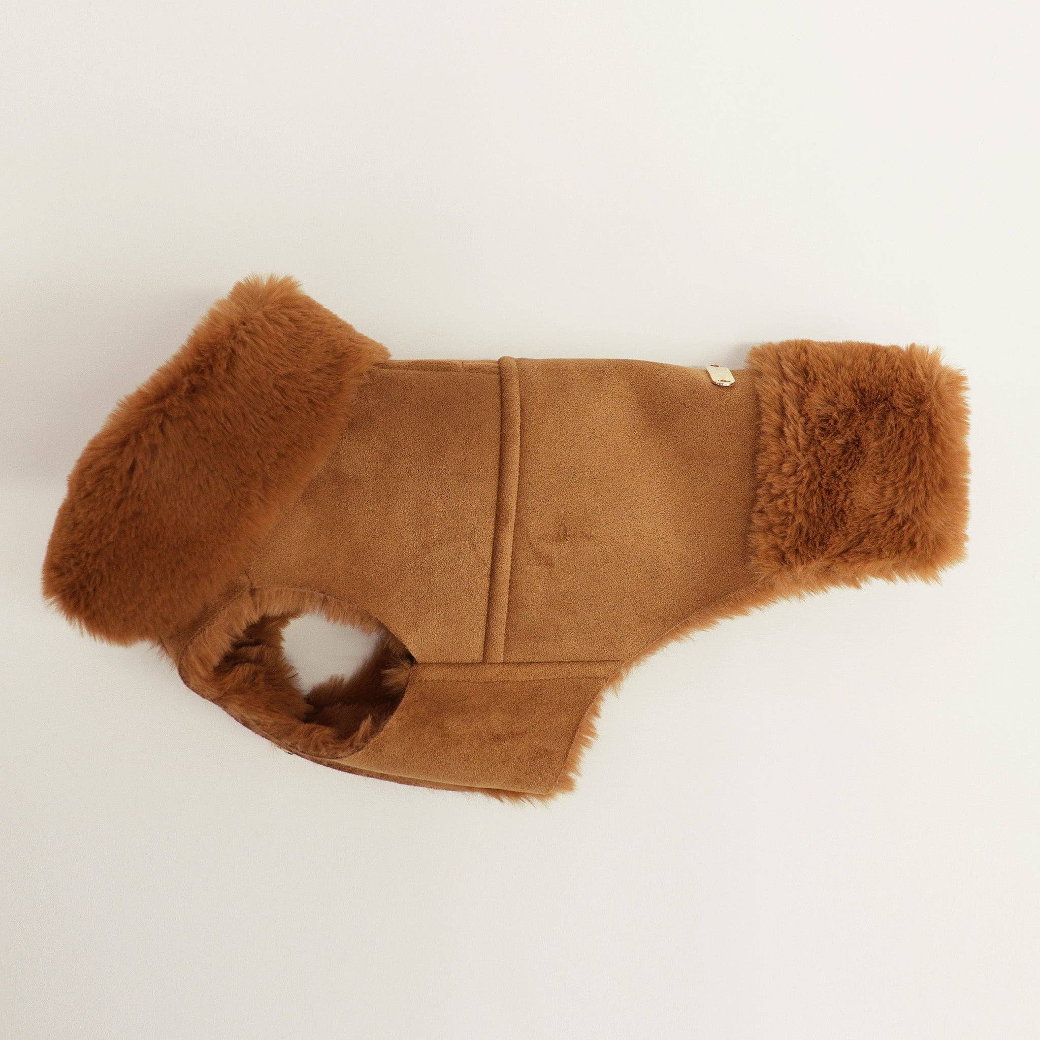 Le Chien Bleu NY - Faux Lambskin Coat - Camel