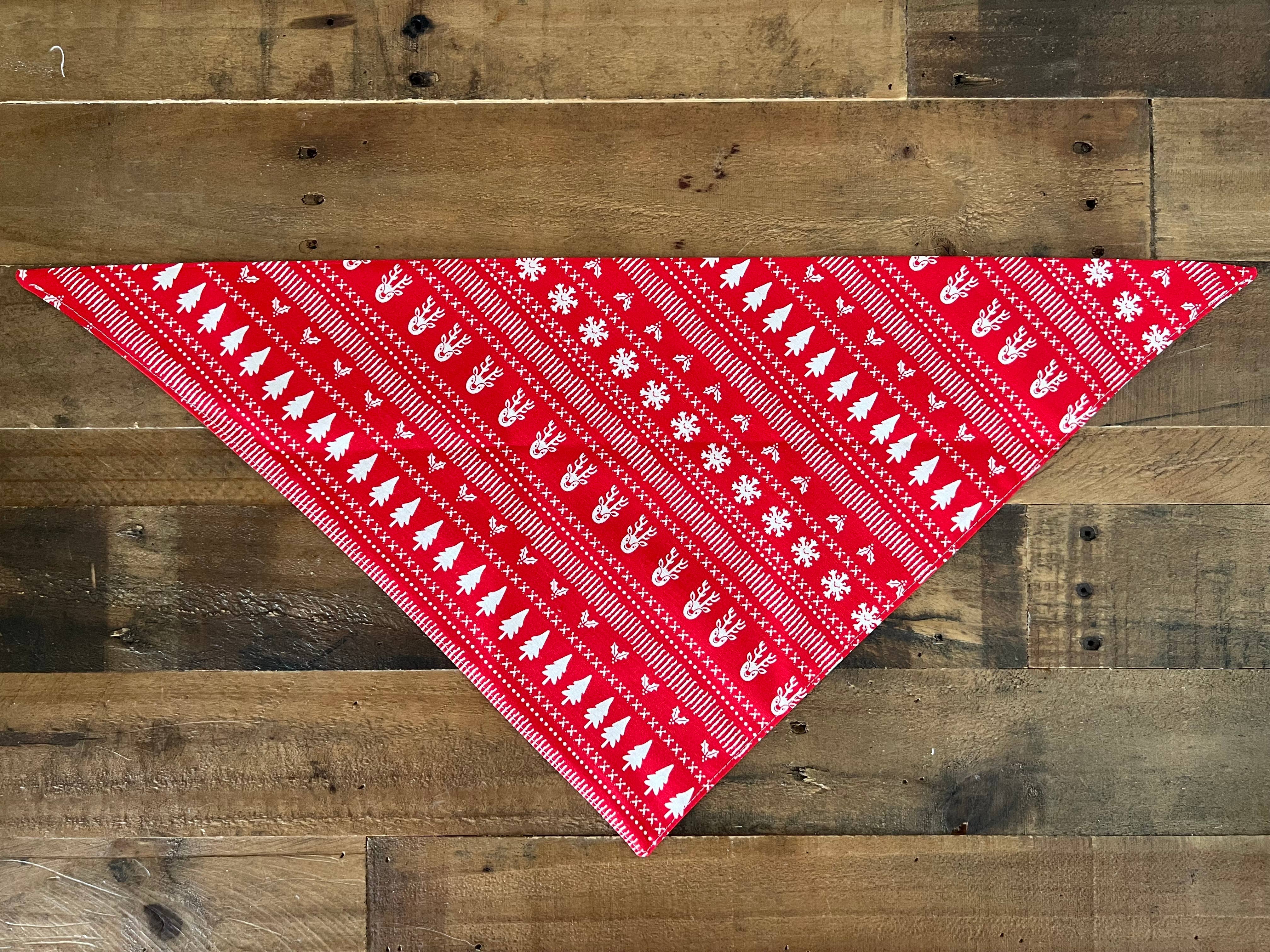 Christmas Sweater Print Red Dog Bandana