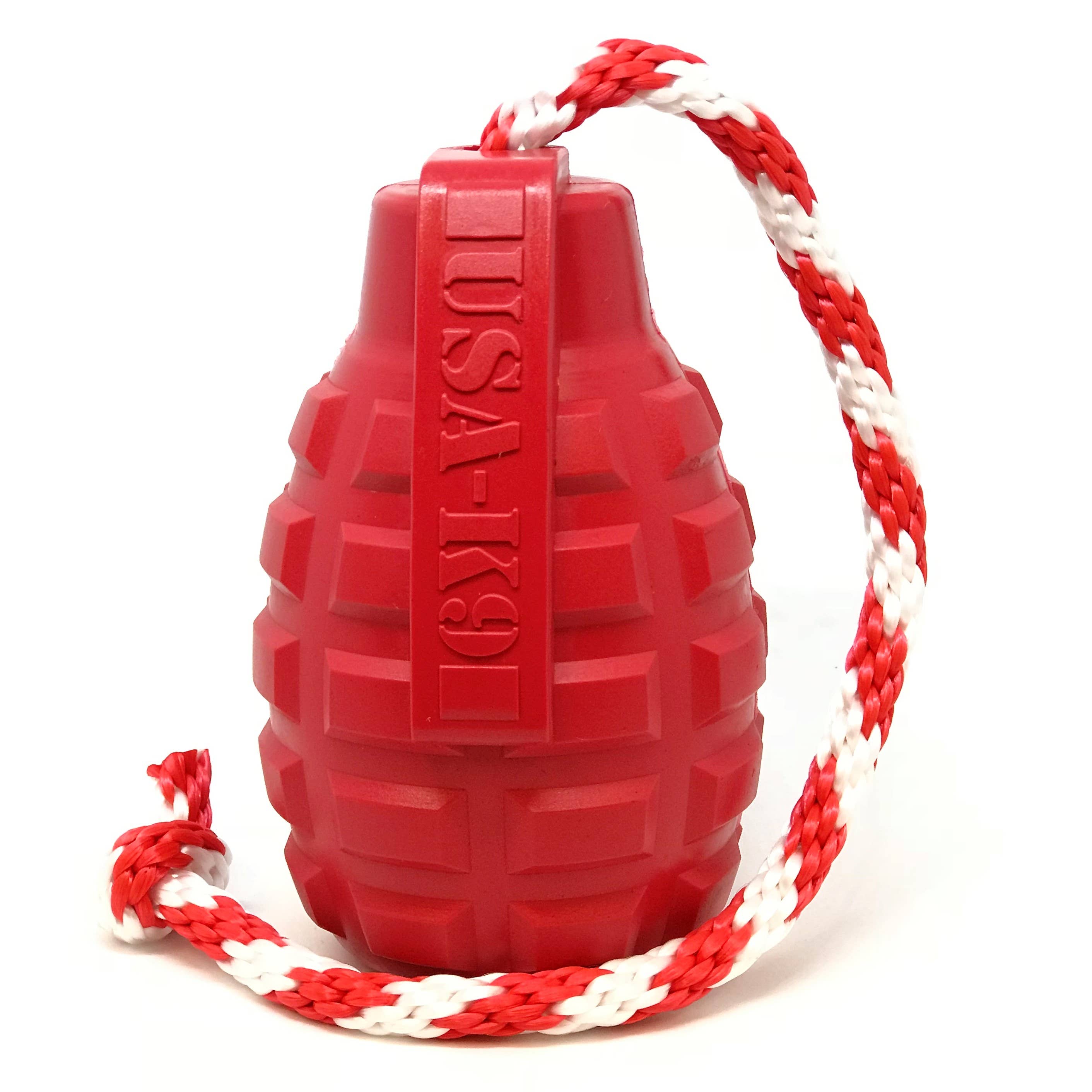 SodaPup Dog Toys - USA-K9 Grenade - Chew Toy - Reward Toy Red