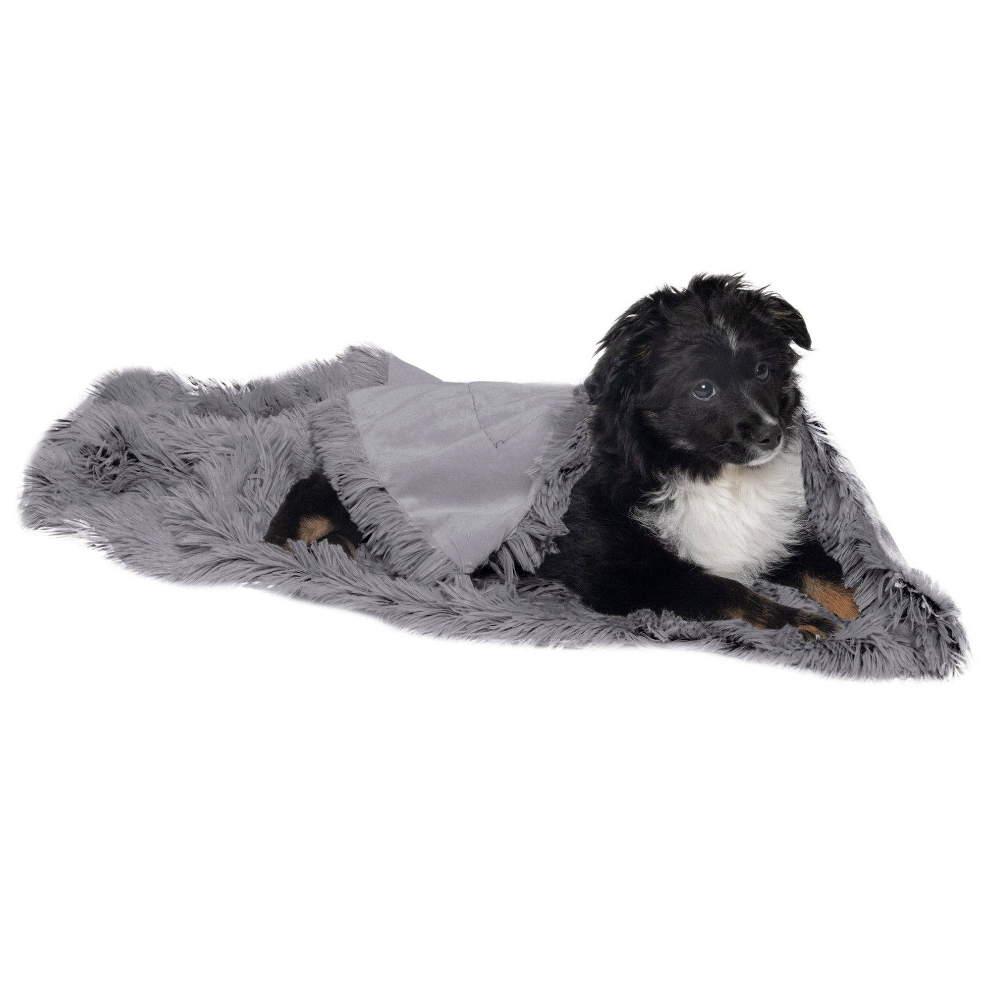 Long Fur & Velvet Pet Throw Blanket: Mist Gray / Extra Large