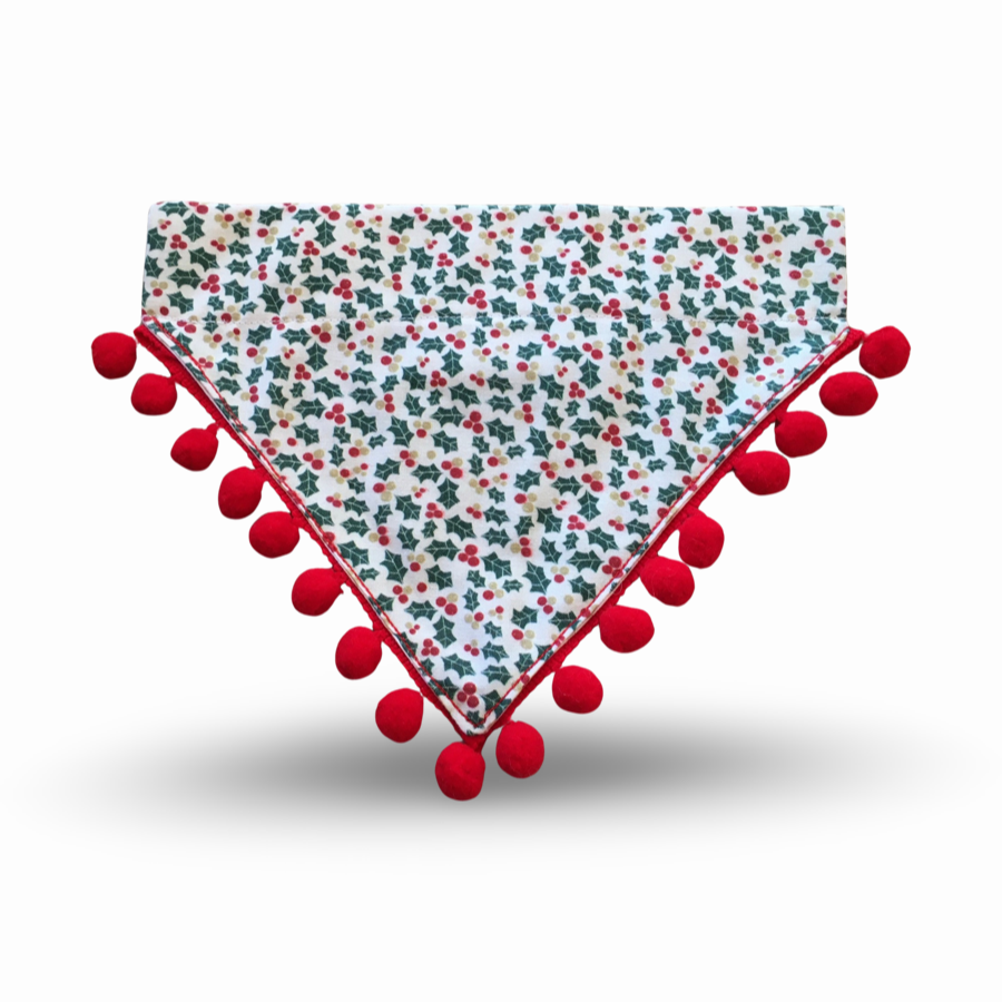 Puppies & Pom Poms - Holly and Berry Merry Christmas Bandana