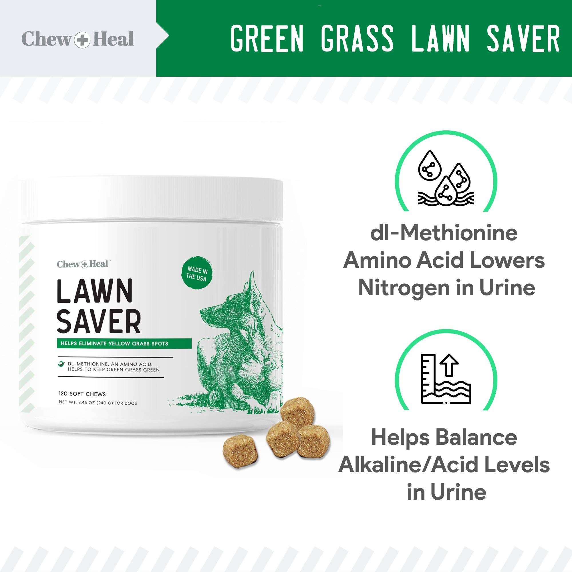 Chew + Heal - Chew + Heal Grass Saver Chews For Dogs| Dog Urine Grass Saver| 120 Soft Chews