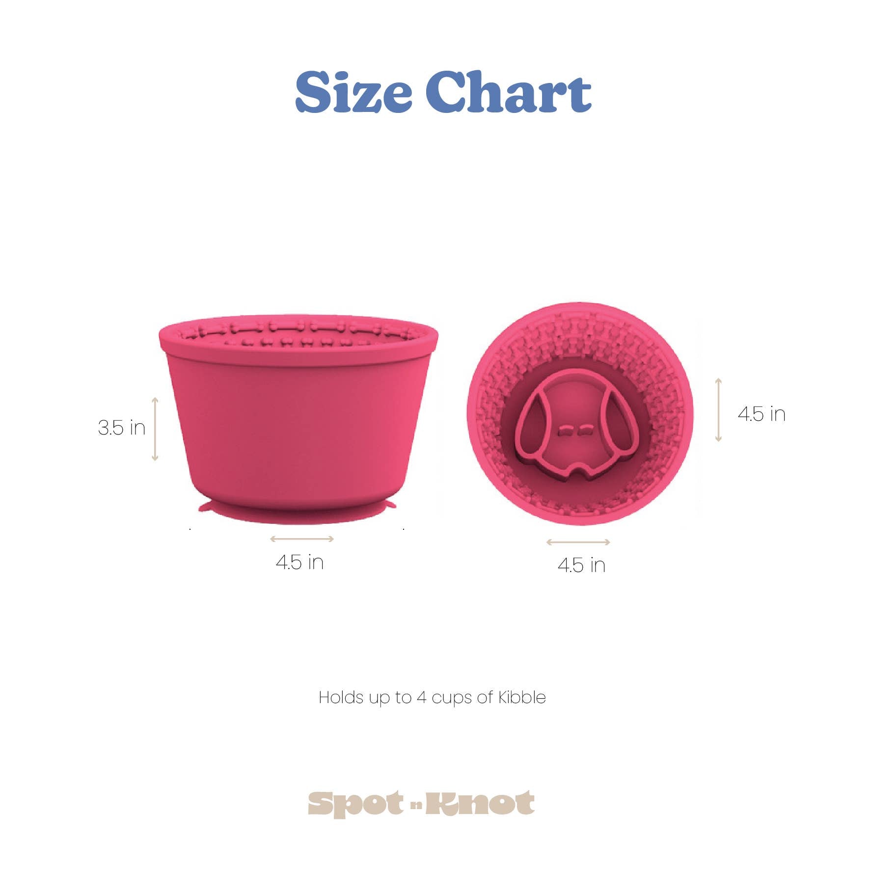 Spot N Knot - Cup Silicone Slow Feeder Dog Bowl with Suction Cup Base