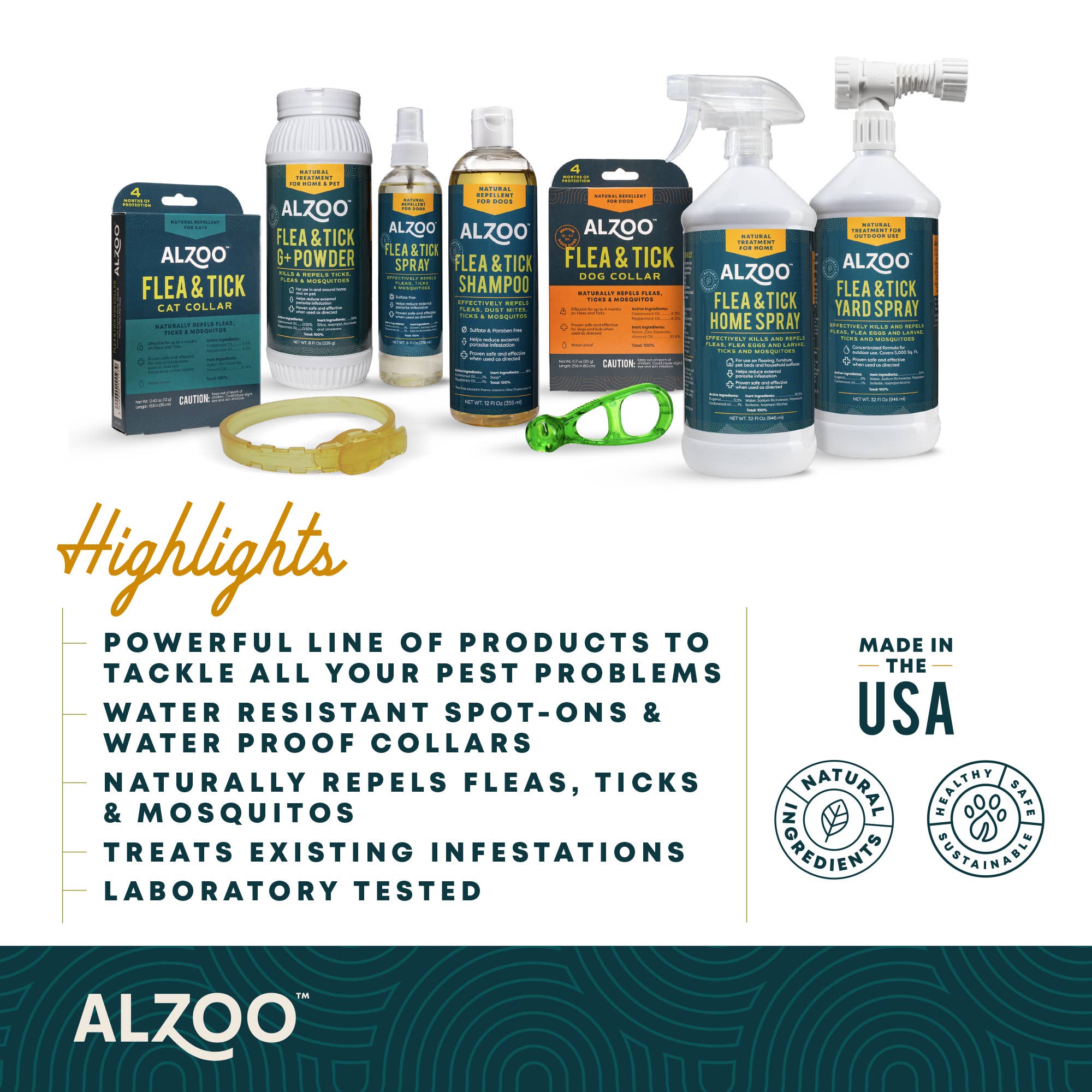 ALZOO™ Plant-Based Flea and Tick Repellent Shampoo for Dogs