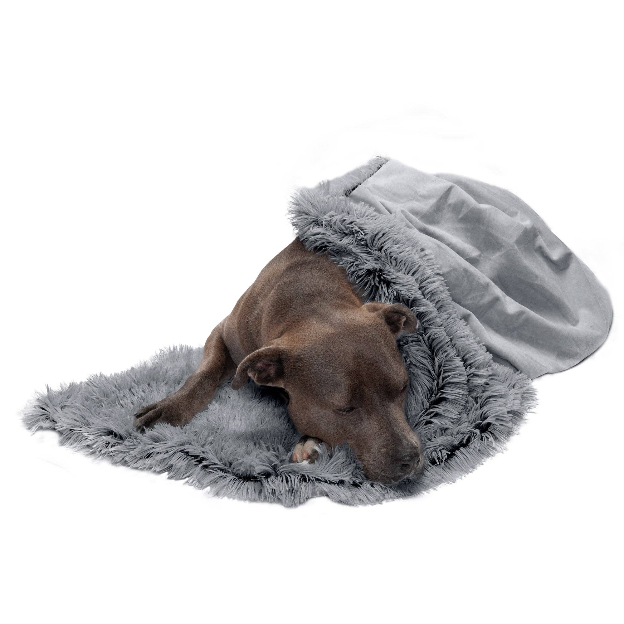 Long Fur & Velvet Pet Throw Blanket: Mist Gray / Extra Large