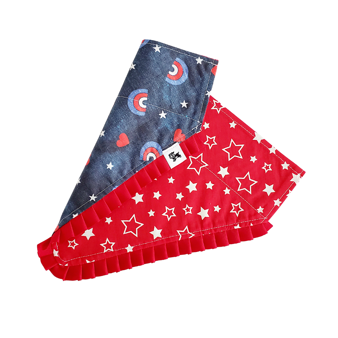 Charlie & the Hound - Patriotic Rainbows - Reversible Dog Collar Bandana