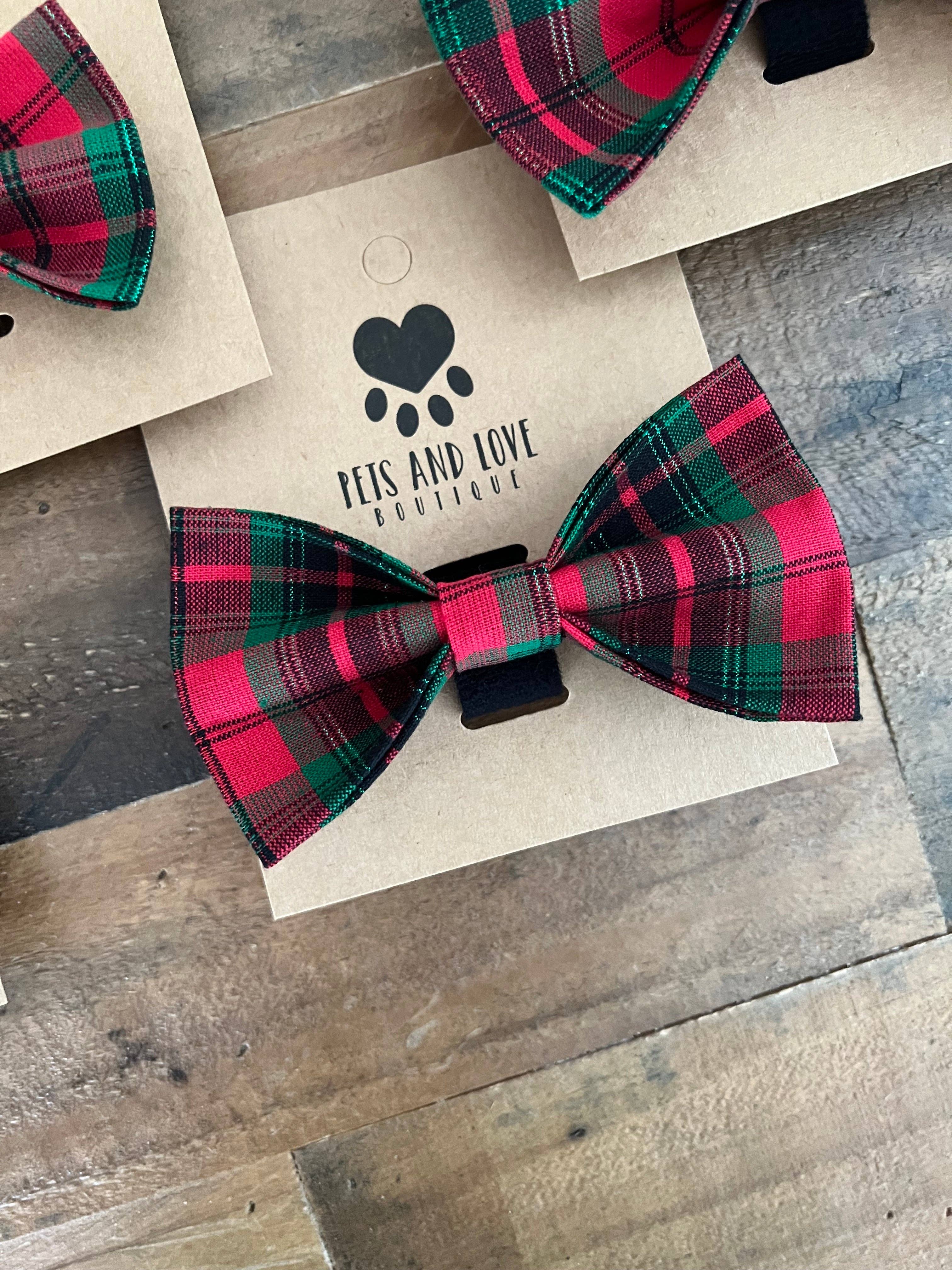 Christmas Plaid Pet Bow Tie