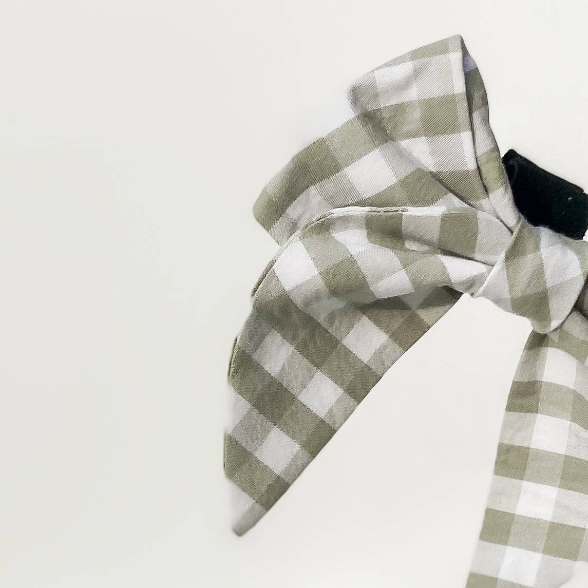 doggish - Sage plaid check gingham sailor dog bow accessory