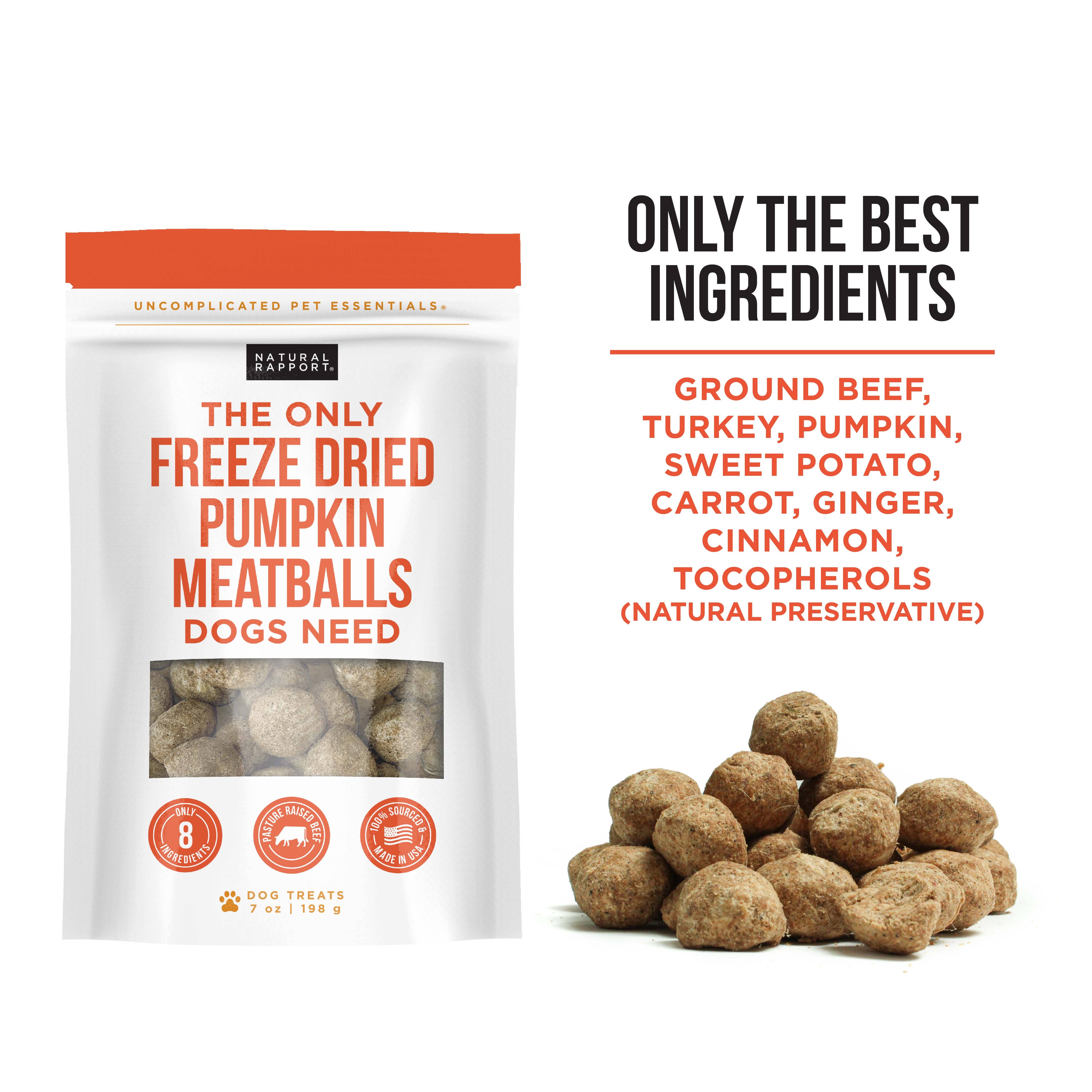 Natural Rapport - The Only Freeze Dried Pumpkin Meatballs Dogs Need