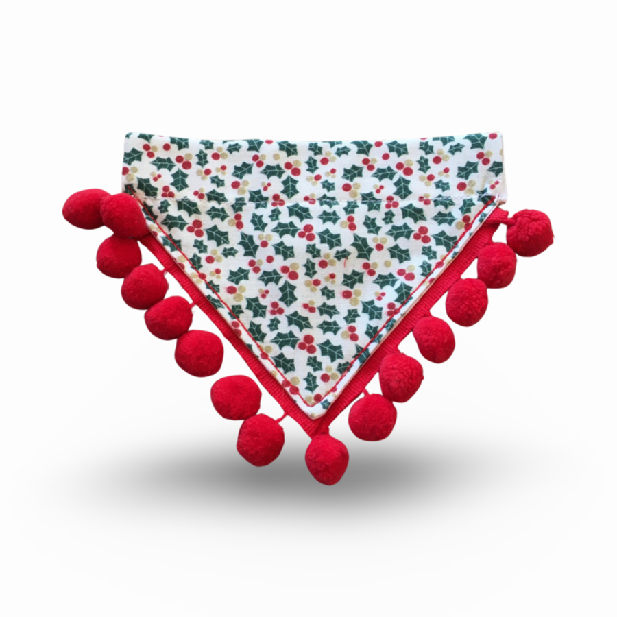 Puppies & Pom Poms - Holly and Berry Merry Christmas Bandana