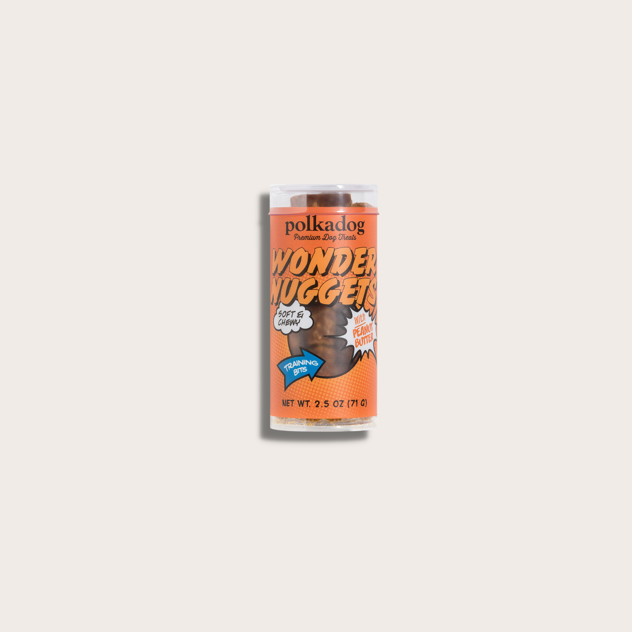 Polkadog - Mini Tube: Wonder Nuggets, Peanut Butter - 2.5oz - Dog Treat