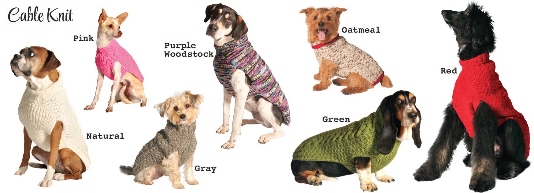 Natural WOOL Cable Knit Dog Sweater