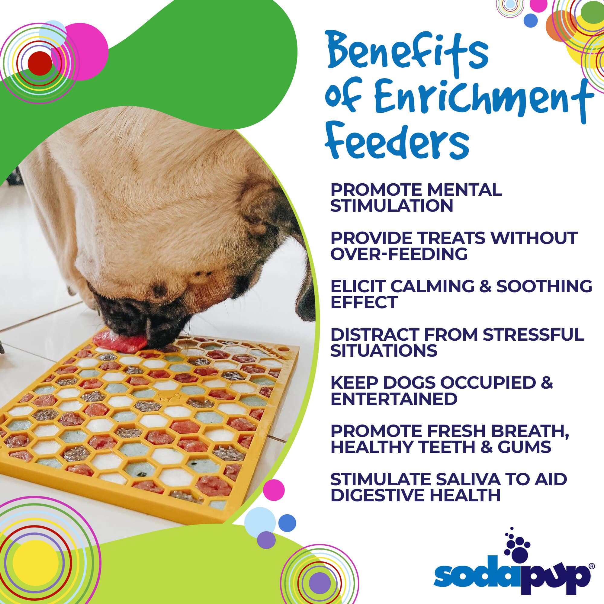 SodaPup - Honeycomb Design Emat Enrichment Licking Mat - Yellow - Large