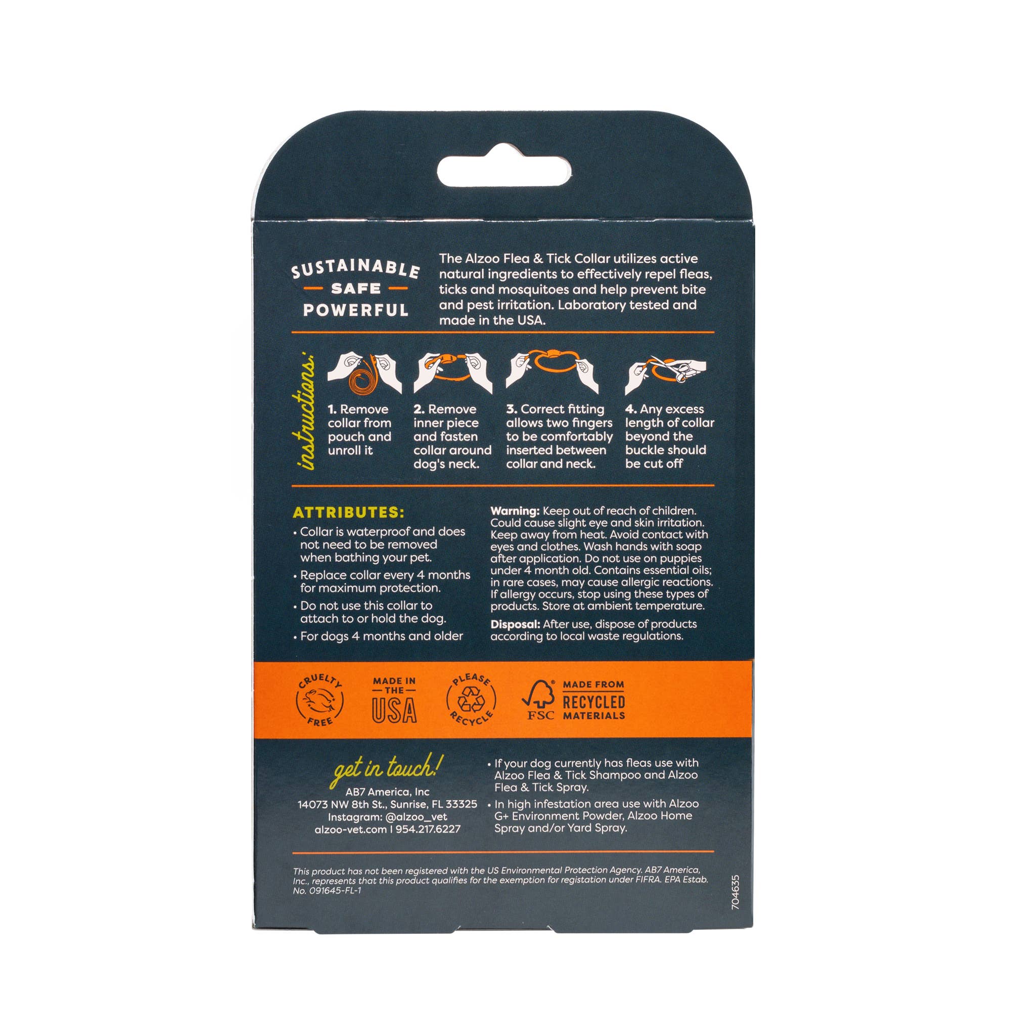 ALZOO - ALZOO™ Plant-Based Repellent Diffusing Dog Collar - Medium