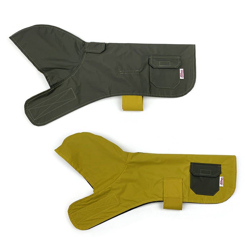 Milltown Brand - Dog Reversible Rain Coat - Olive/Mustard