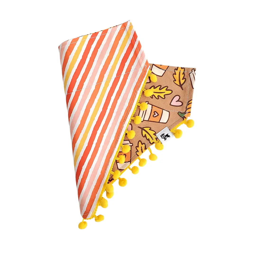 Charlie & the Hound - Pumpkin Spice & Stripes - Reversible Dog Collar Bandana