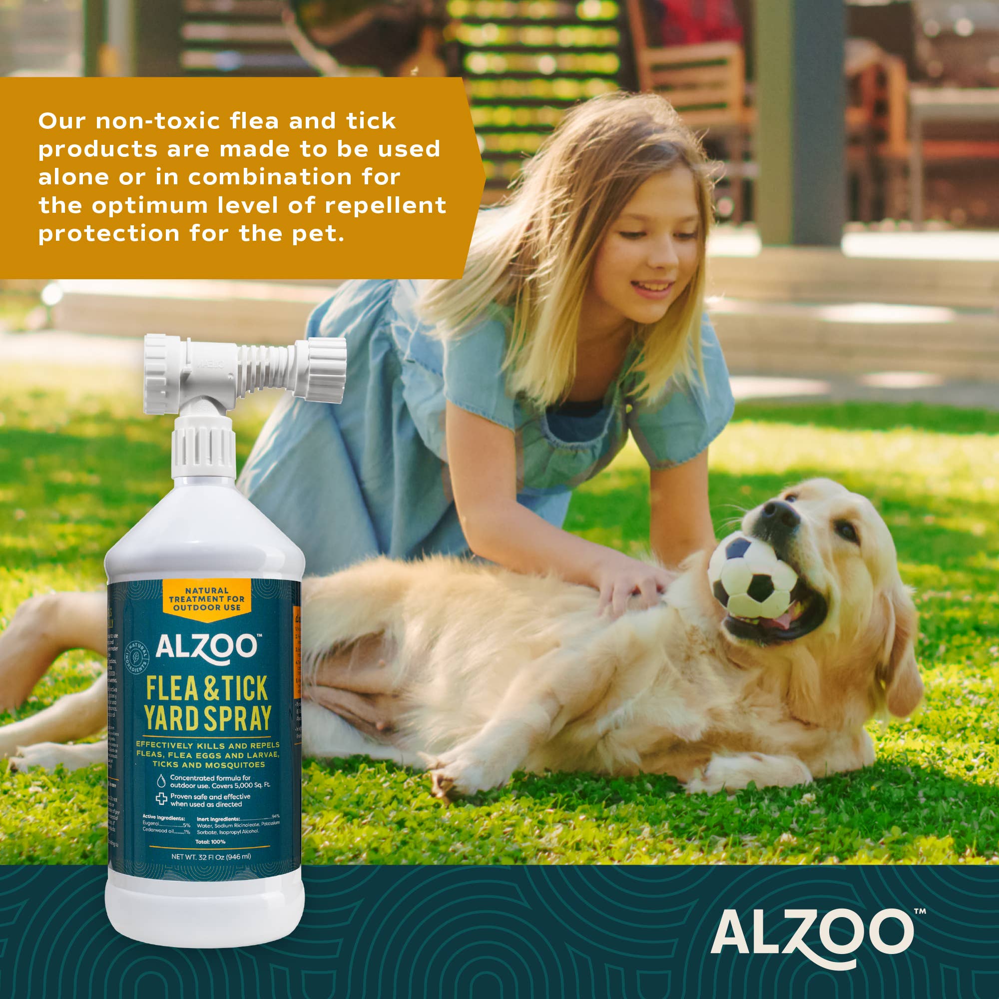 ALZOO Plant-Based Flea & Tick Yard Spray 32oz