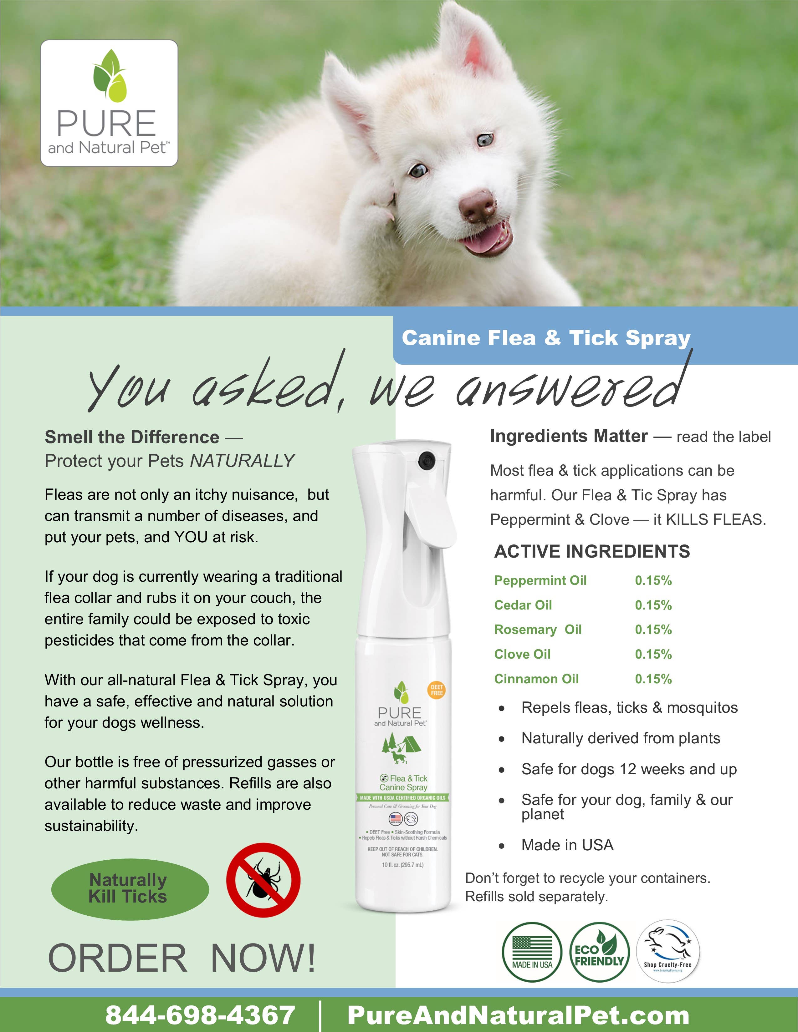 Pure and Natural Pet - Flea & Tick Canine Spray - Dogs