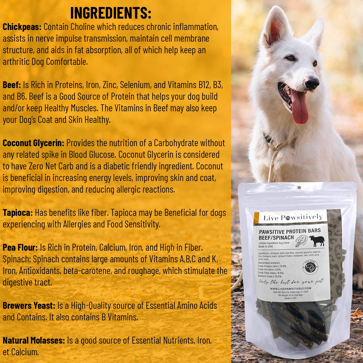 Live Pawsitive - Beef and Spinach Protein Bars for Dogs