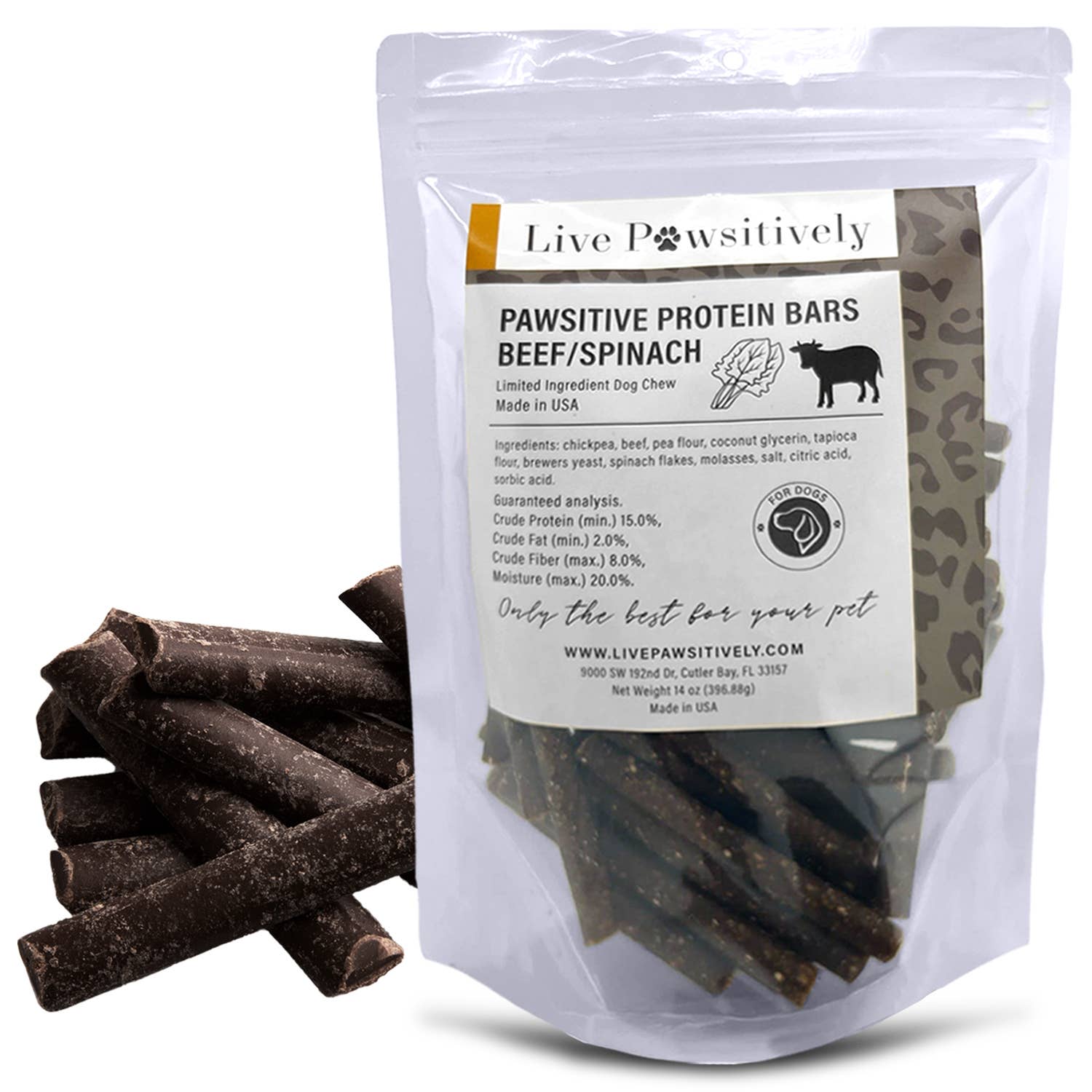 Live Pawsitive - Beef and Spinach Protein Bars for Dogs