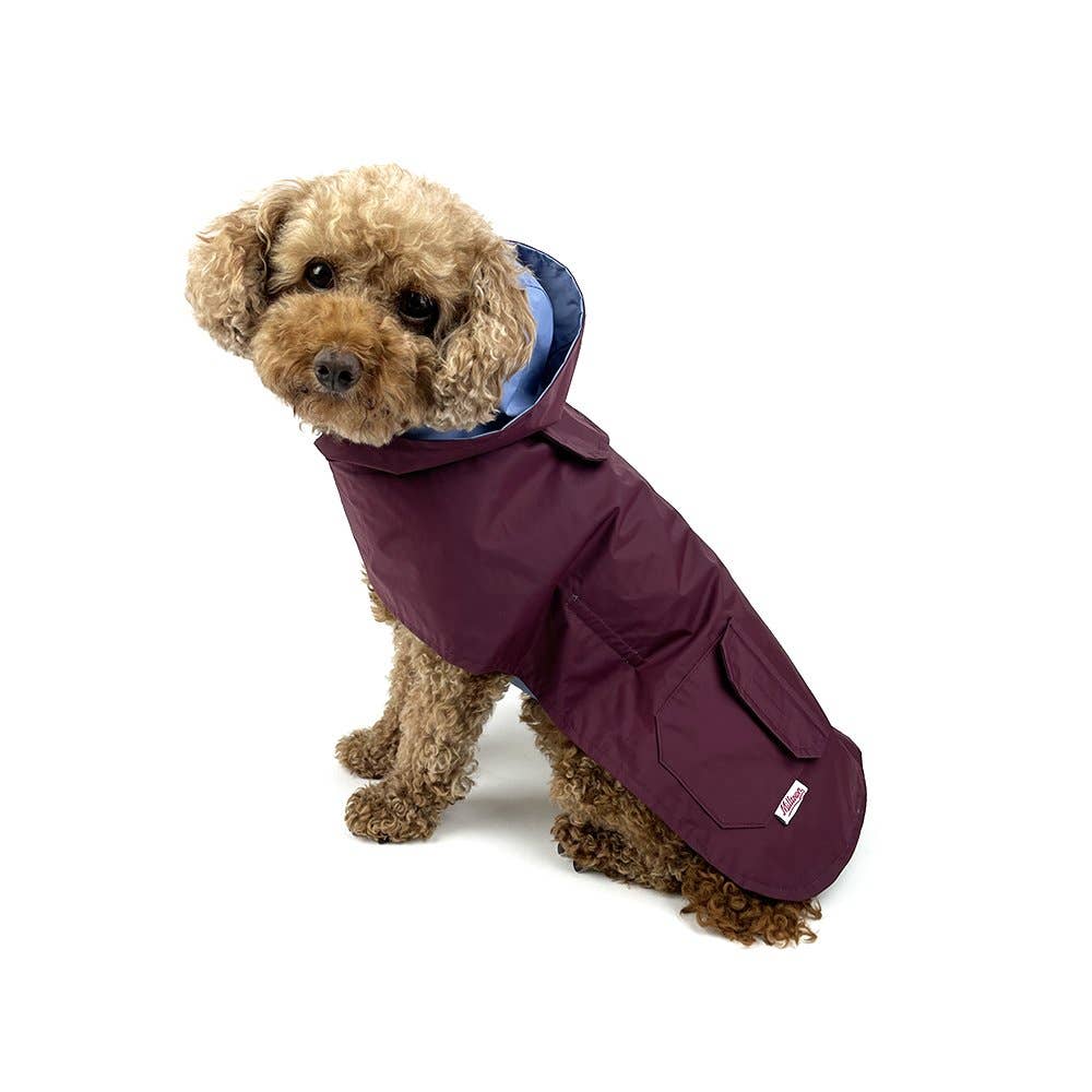 Milltown Brand - Dog Reversible Rain Coat - Cabernet/Blue