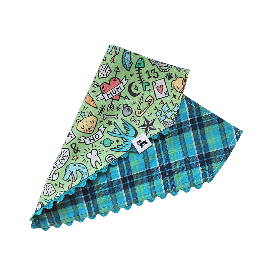 Charlie & the Hound - Tattoo - Reversible Dog Collar Bandana