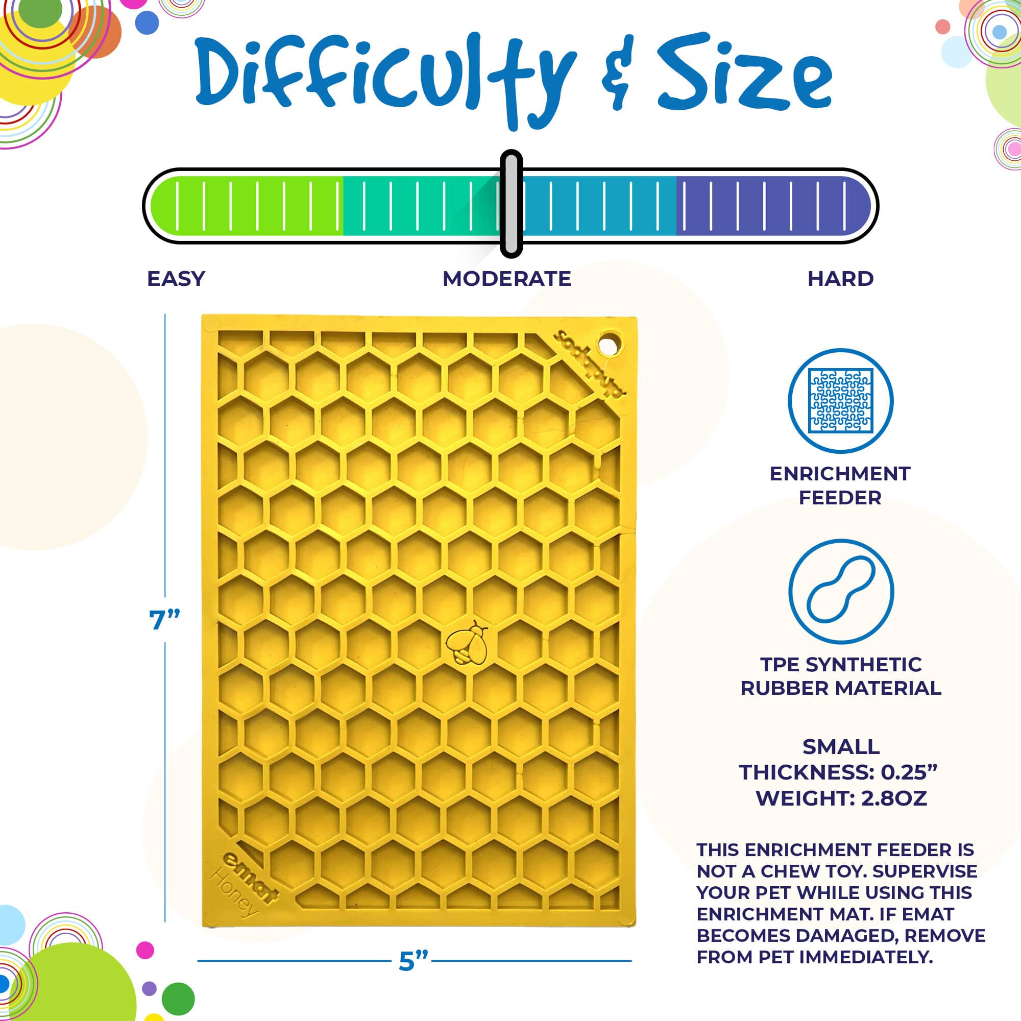 SodaPup - Honeycomb Design Emat Enrichment Licking Mat - Yellow - Large