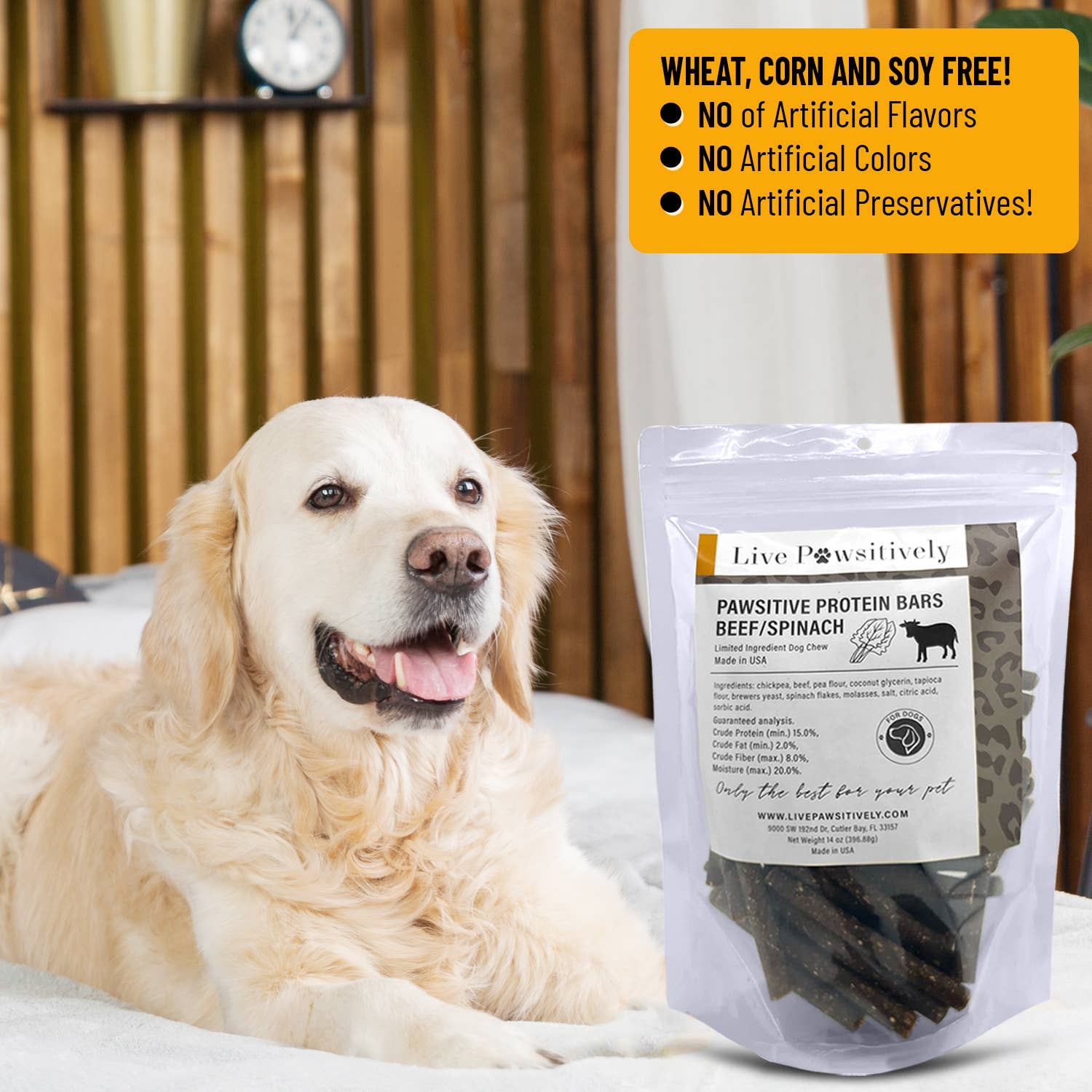 Live Pawsitive - Beef and Spinach Protein Bars for Dogs