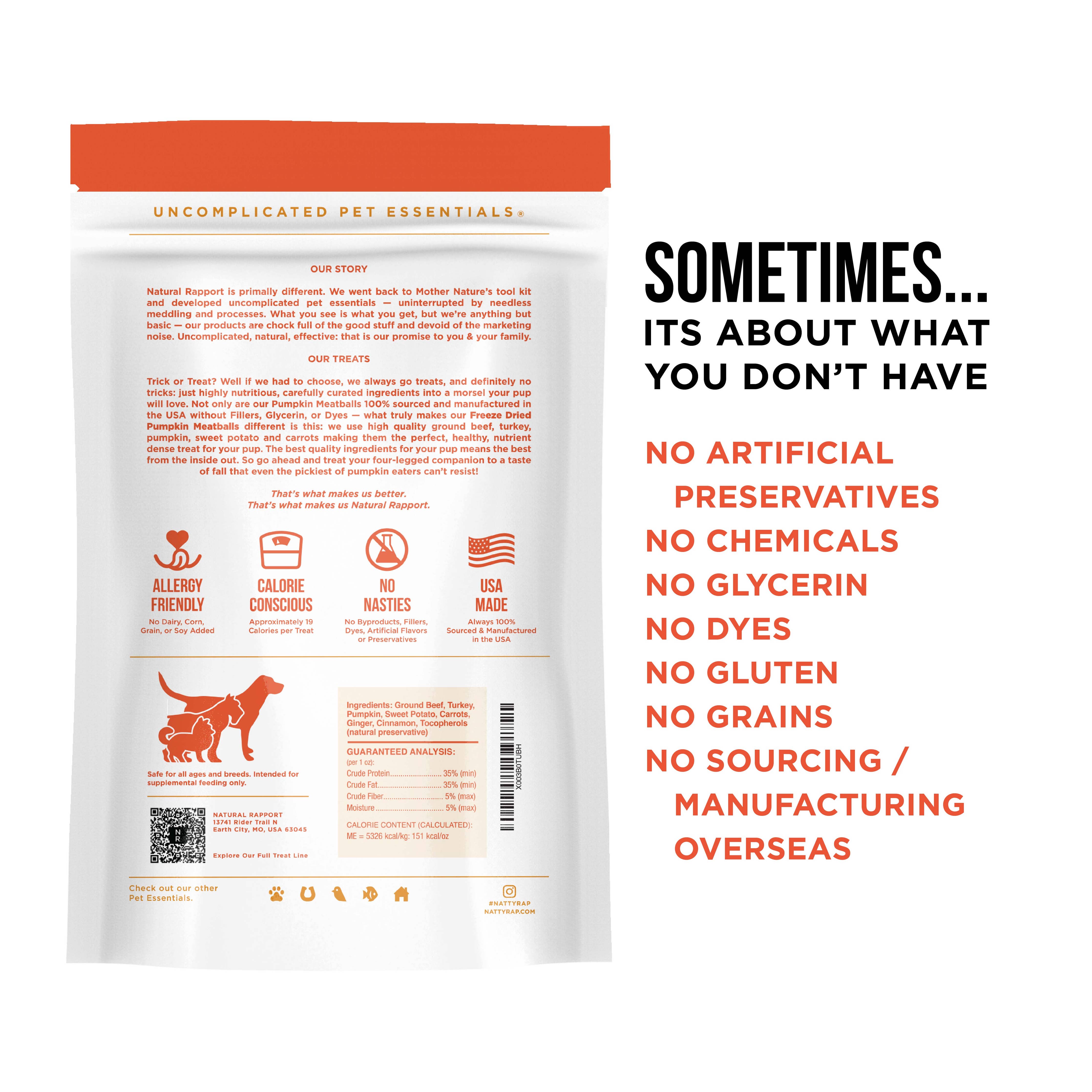 Natural Rapport - The Only Freeze Dried Pumpkin Meatballs Dogs Need