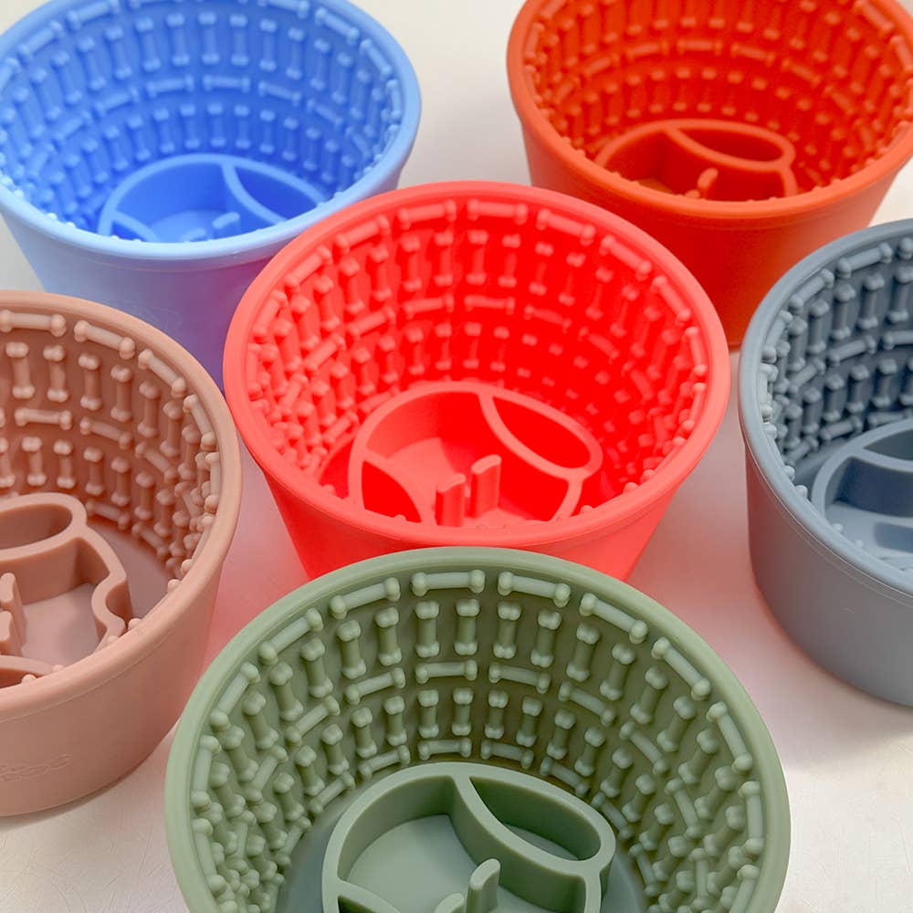 Spot N Knot - Cup Silicone Slow Feeder Dog Bowl with Suction Cup Base