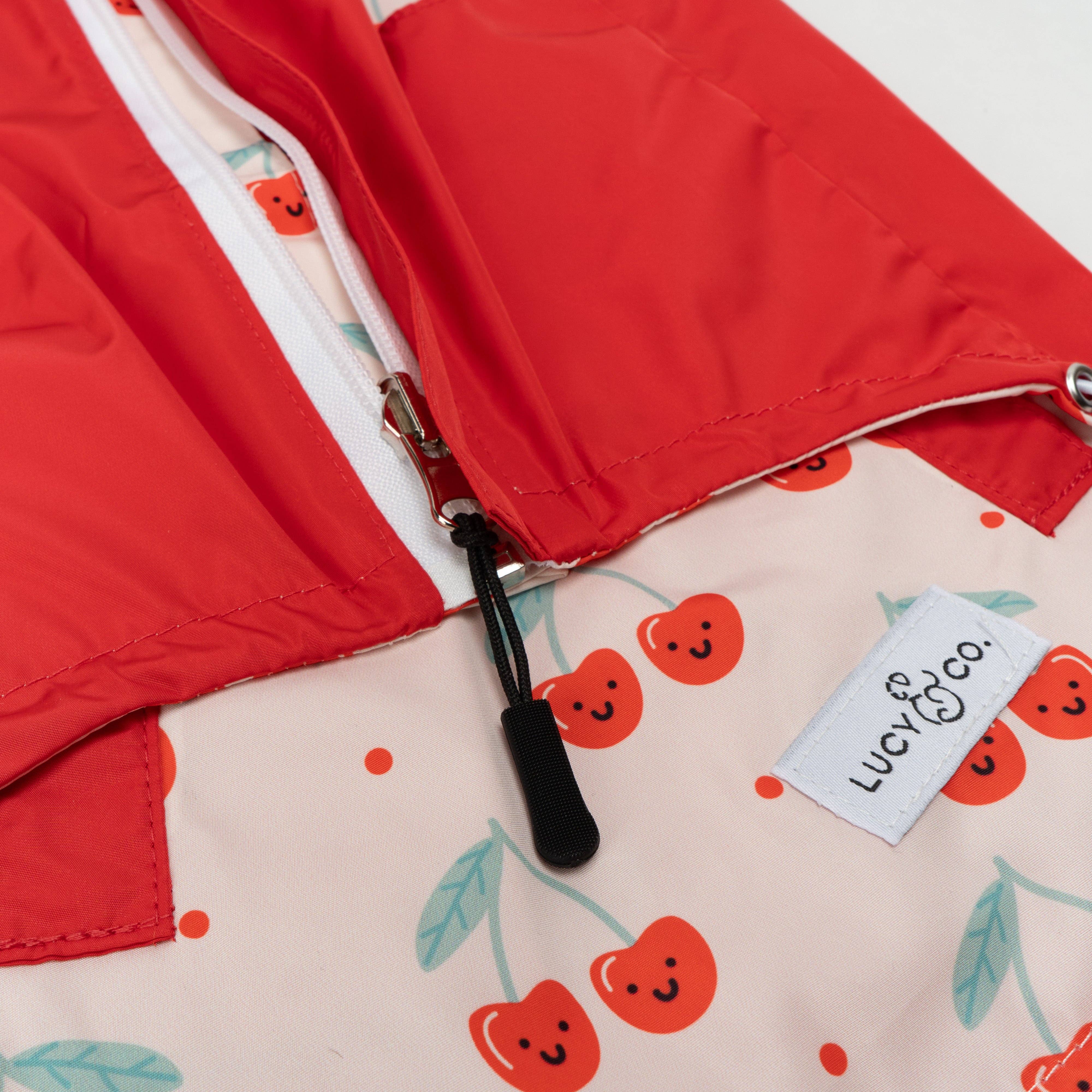 Lucy & Co. Cheery Cherries Reversible Raincoat