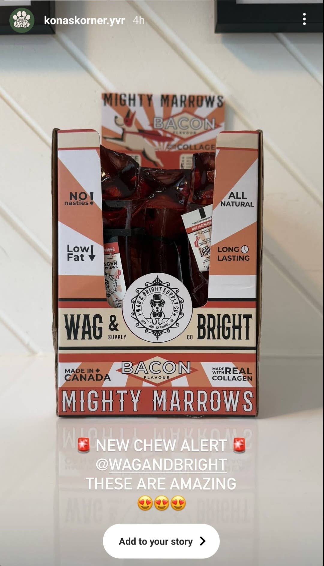 Wag & Bright Supply Co. - Mighty Marrows Collagen Dental Chew - Beef Liver - Large