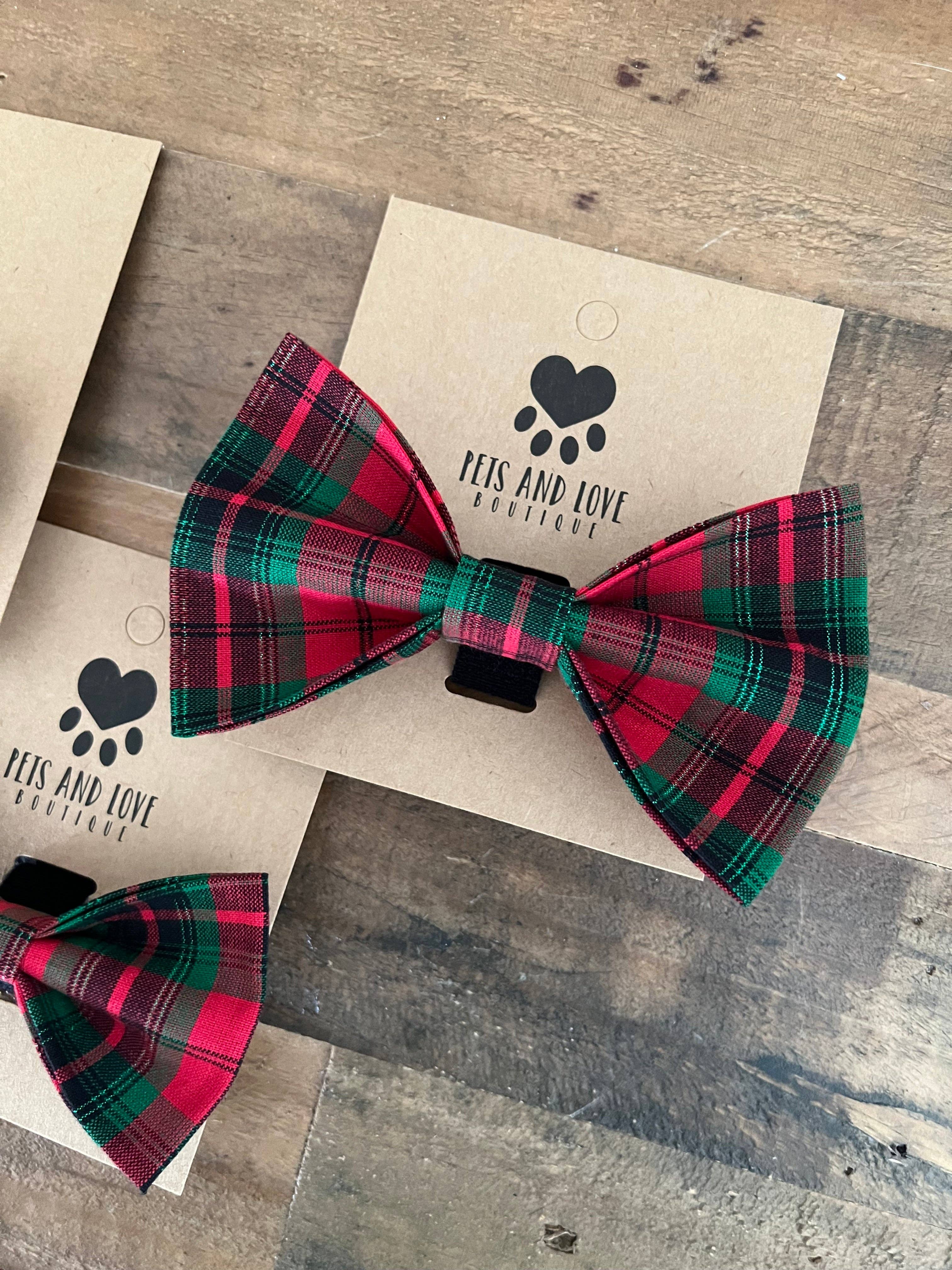 Christmas Plaid Pet Bow Tie