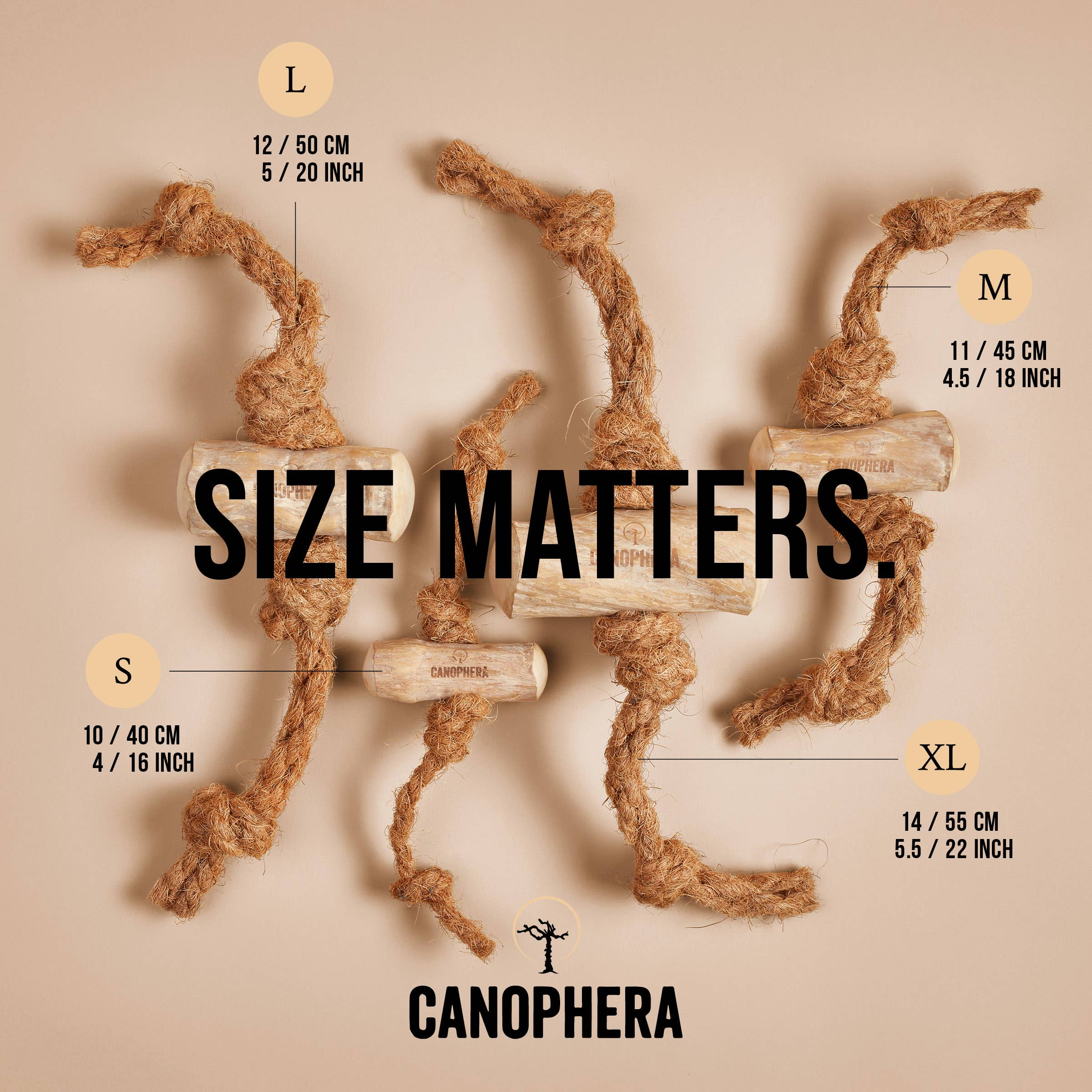 CANOPHERA LLC - Dog Chew Made of Coffee Wood and Coconut Rope.: English / XS