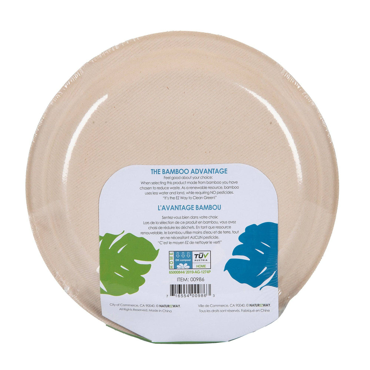 NatureZway - 20 PACK, 9" Bamboo & Sugarcane Compostable Round Plates