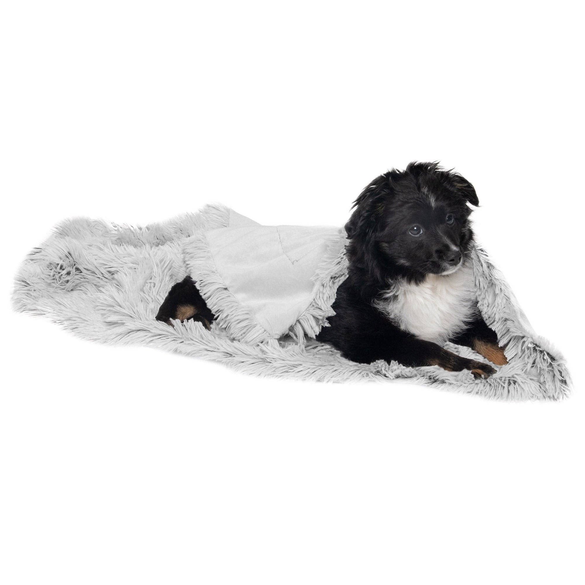 Long Fur & Velvet Pet Throw Blanket: Mist Gray / Extra Large