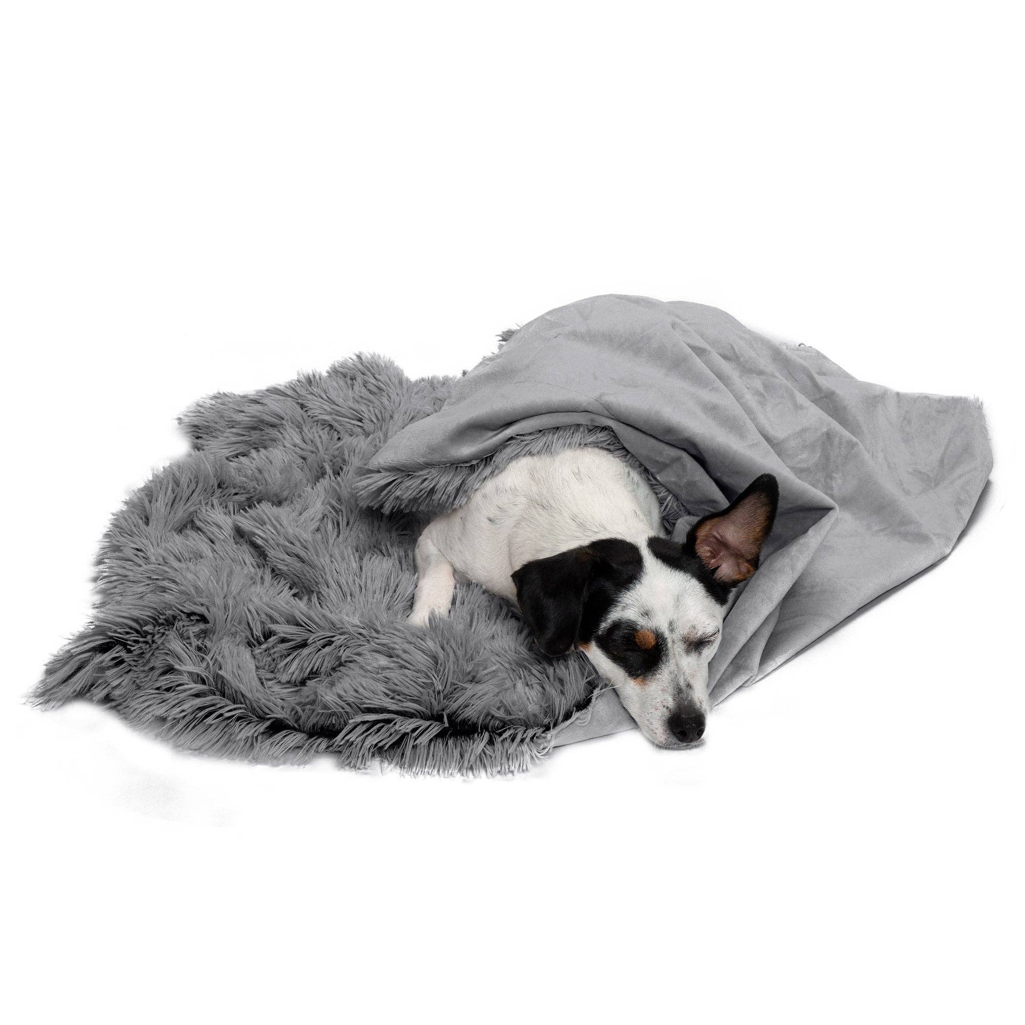 Long Fur & Velvet Pet Throw Blanket: Mist Gray / Extra Large